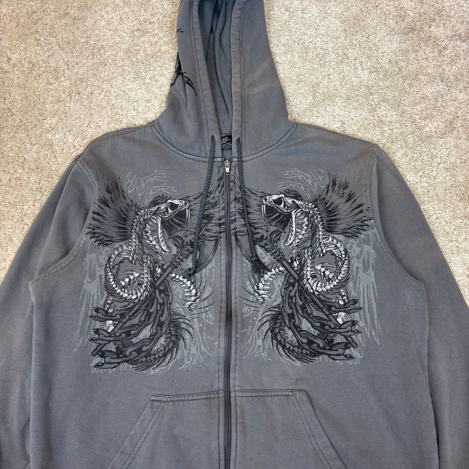Vintage MMA Elite Snake Thermal Lined Full Zip Faded Hoodie Men's L Size US L / EU 52-54 / 3 - 2 Thumbnail