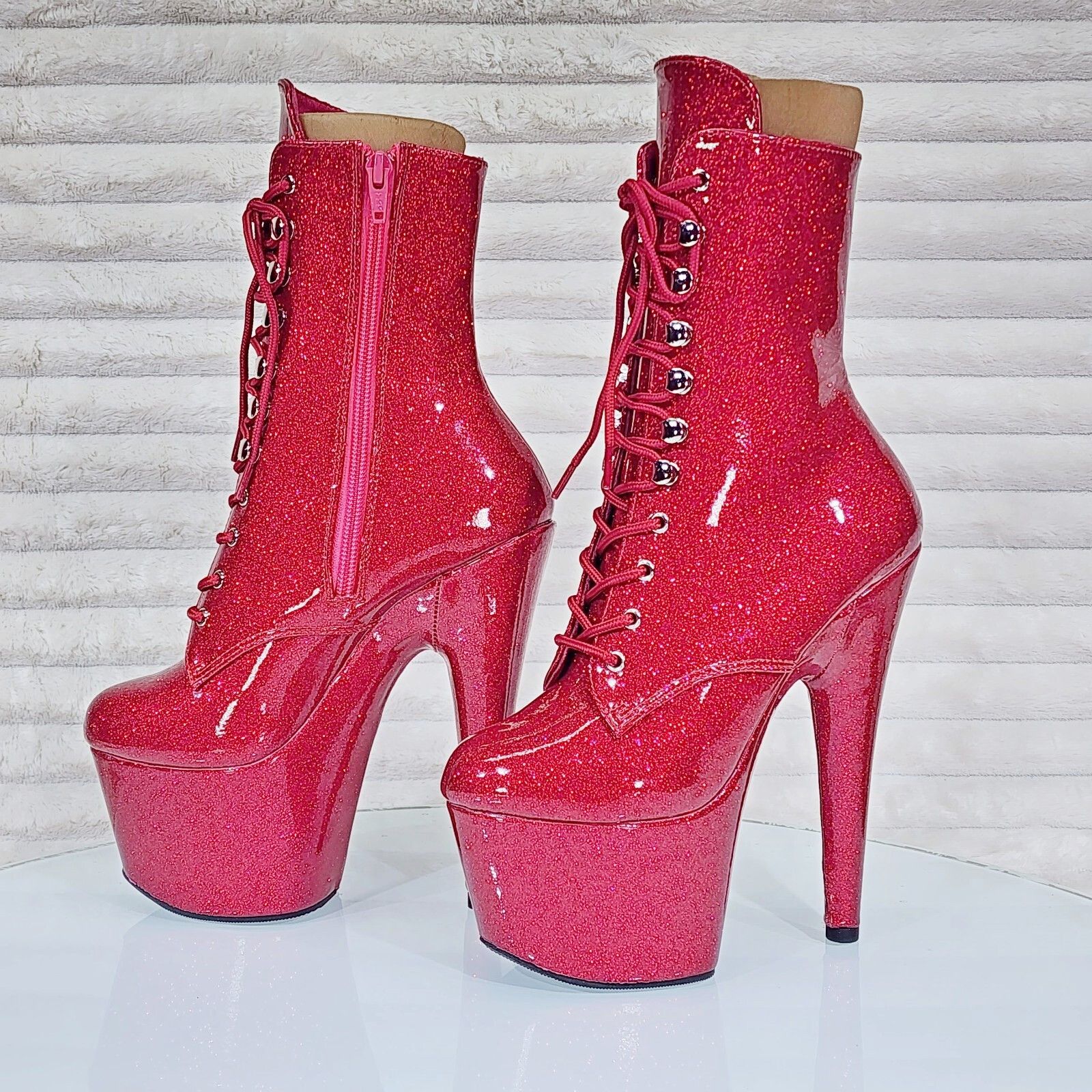 Other Adore 1020GP Fuchsia Pink Glitter Patent 7" High Heel Platf Size US 7 / IT 37 - 2 Thumbnail