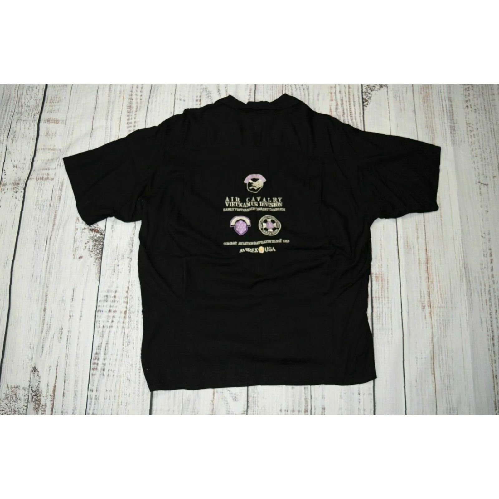 Avirex VINTAGE Avirex Combat Aviation Shirt AIR CAVALRY VIETNAM US DIVISION XL Black Button-Up Camp Collar Men’s Shirt Size US XL / EU 56 / 4 - 5 Thumbnail