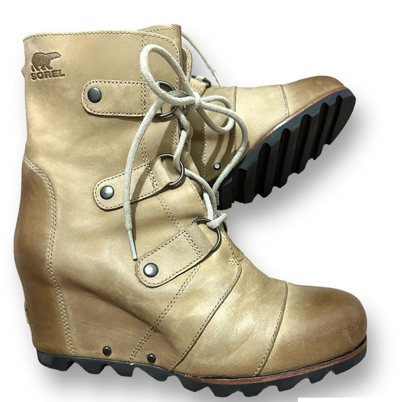 SOREL SOREL Joan of Arctic Wedge II Boots Brown Leather Ankle 8 Size US 8 / IT 38 - 3 Thumbnail
