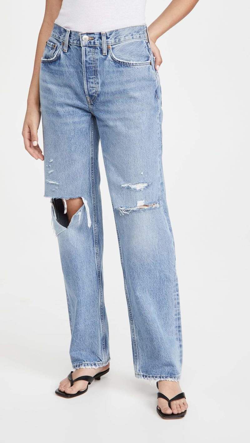 RE/DONE o1mle0524 Sunfaded Destroy Jeans in Blue Size 27" / US 4 / IT 40 - 2 Thumbnail