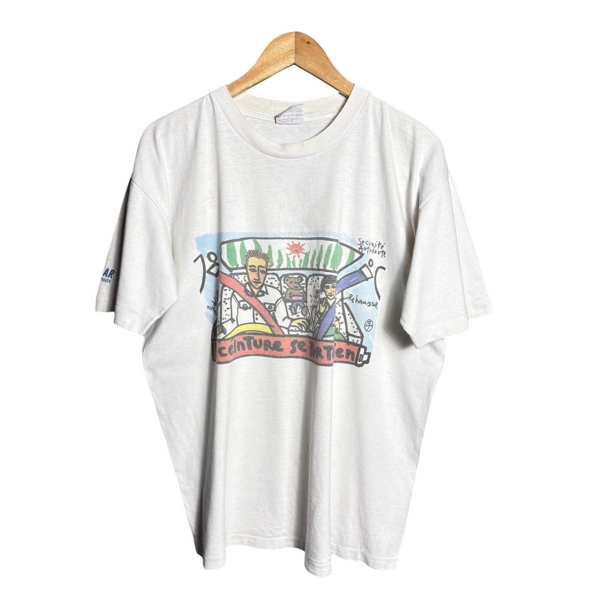 Vintage Vintage 90s Assecar Securite Autoroute Driving Graphic Tee Size US XL / EU 56 / 4 - 1 Thumbnail