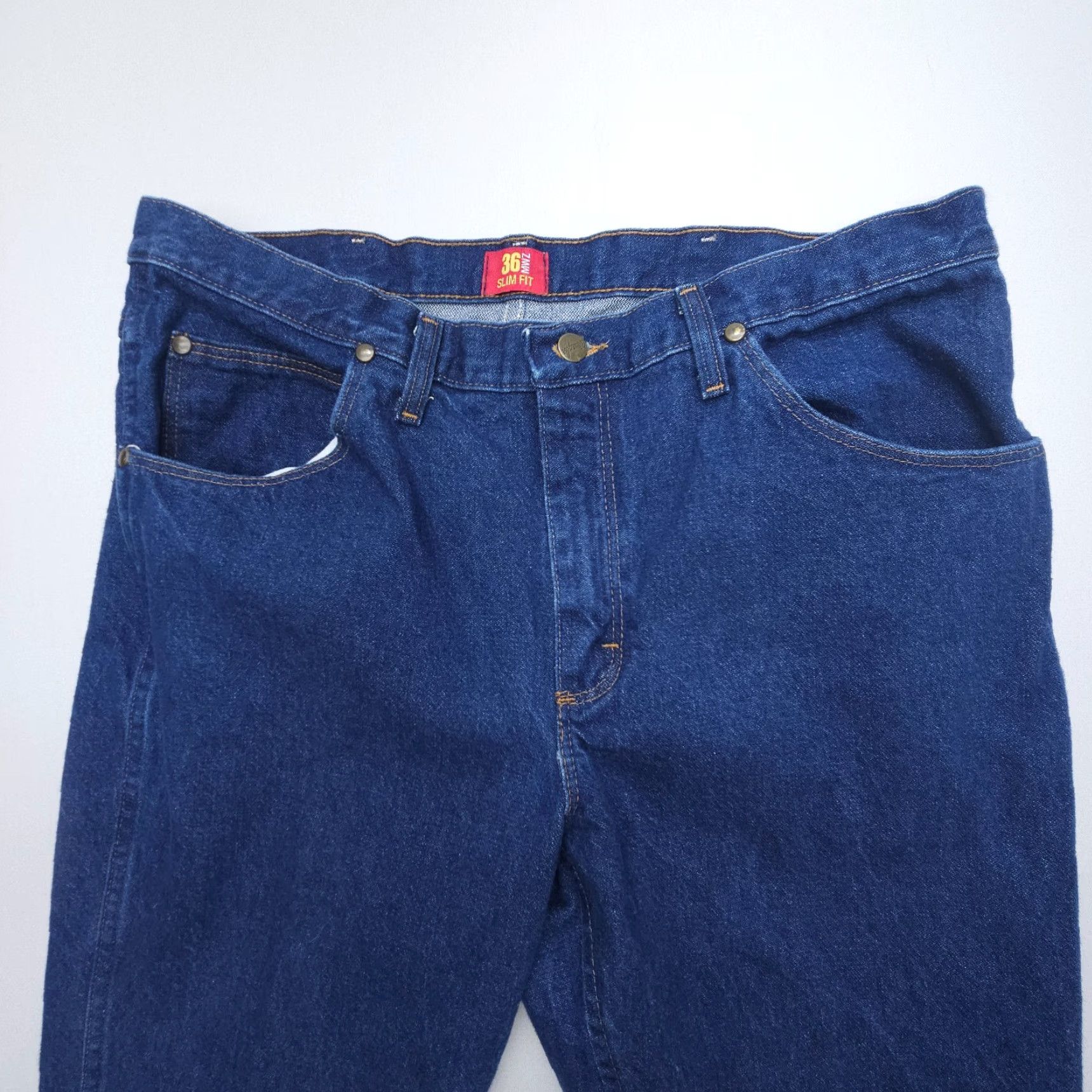 Wrangler Wrangler Cowboy Cut Premium Performance Slim Fit Jeans Mens 36 x 30 Blue Heavy Denim 5-Pocket USA Theme Cowboy Size US 36 / EU 52 - 3 Thumbnail