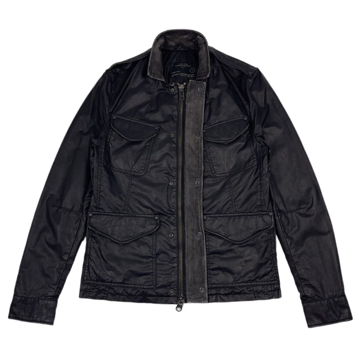 All Saints avantgarde waxed cotton field jacket