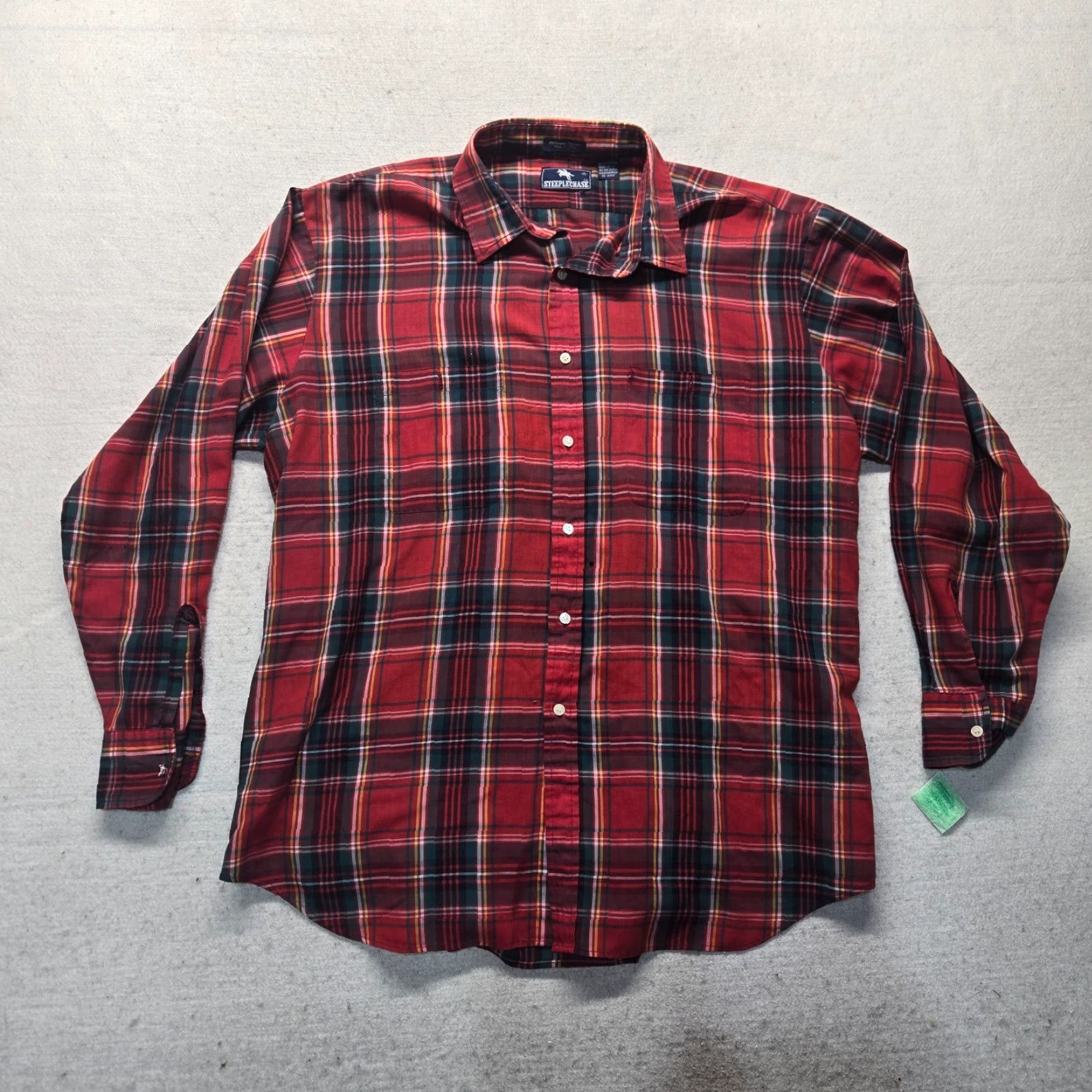 Vintage VINTAGE Steeplechase Shirt Red Plaid Button-Up Long Sleeve XL Mens Adult XL Size US XL / EU 56 / 4 - 3 Thumbnail