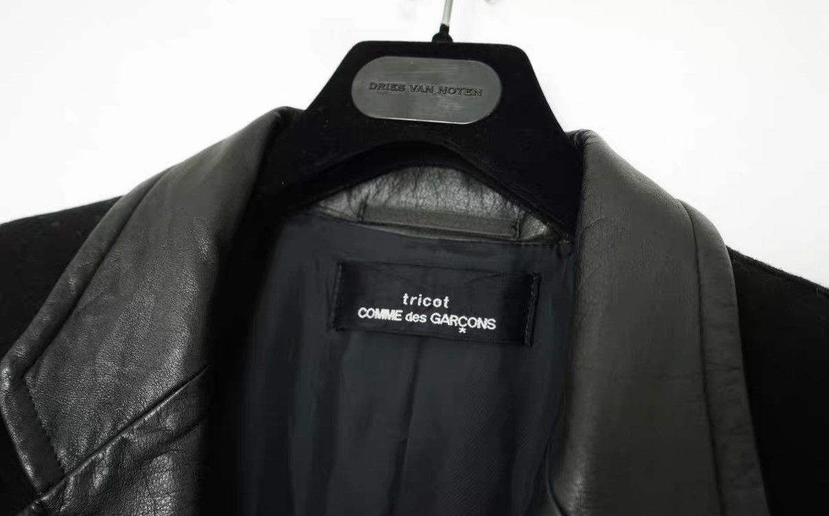 Comme des Garcons Comme des Garçons Leather Collar Paneled Long Wool Coat Size US M / EU 48-50 / 2 - 6 Thumbnail