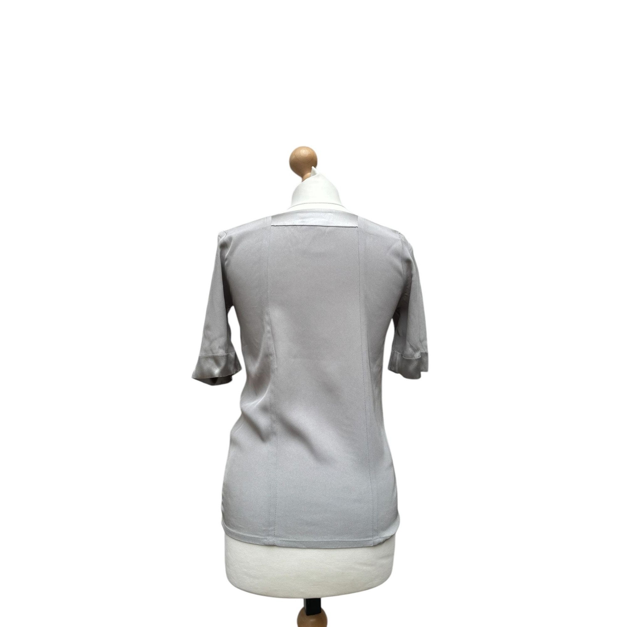 Yves Saint Laurent 1990s Grey Silk T-shirt Top Size S / US 4 / IT 40 - 2 Thumbnail