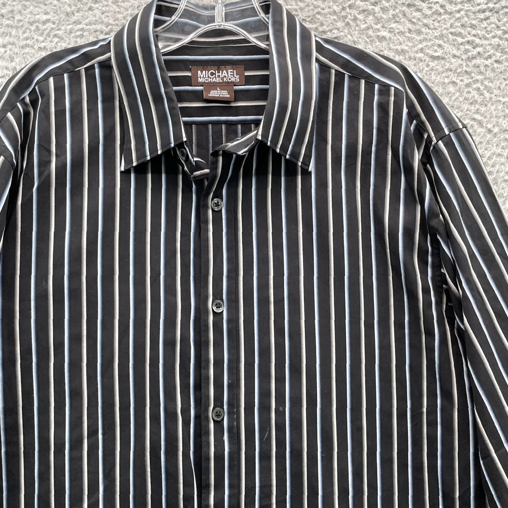 Michael Kors Michael Kors Dress Shirt Men’s Large Black Blue Office Preppy Cocktail Shirt Size 42R - 3 Thumbnail