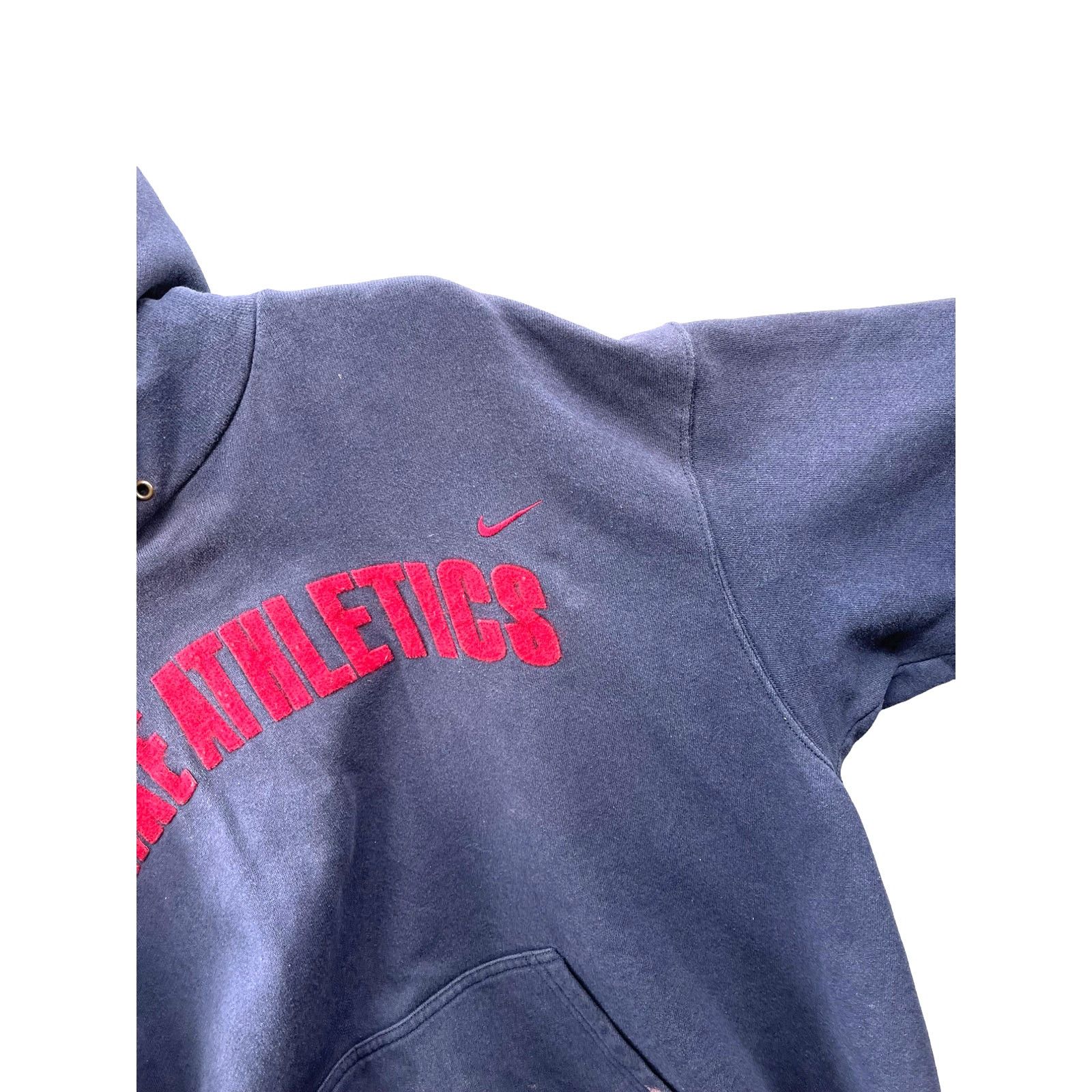 Nike × Vintage 1990's Nike Athletics Felt Embroidered Mini Swoosh Hoodie Size US XL / EU 56 / 4 - 6 Thumbnail