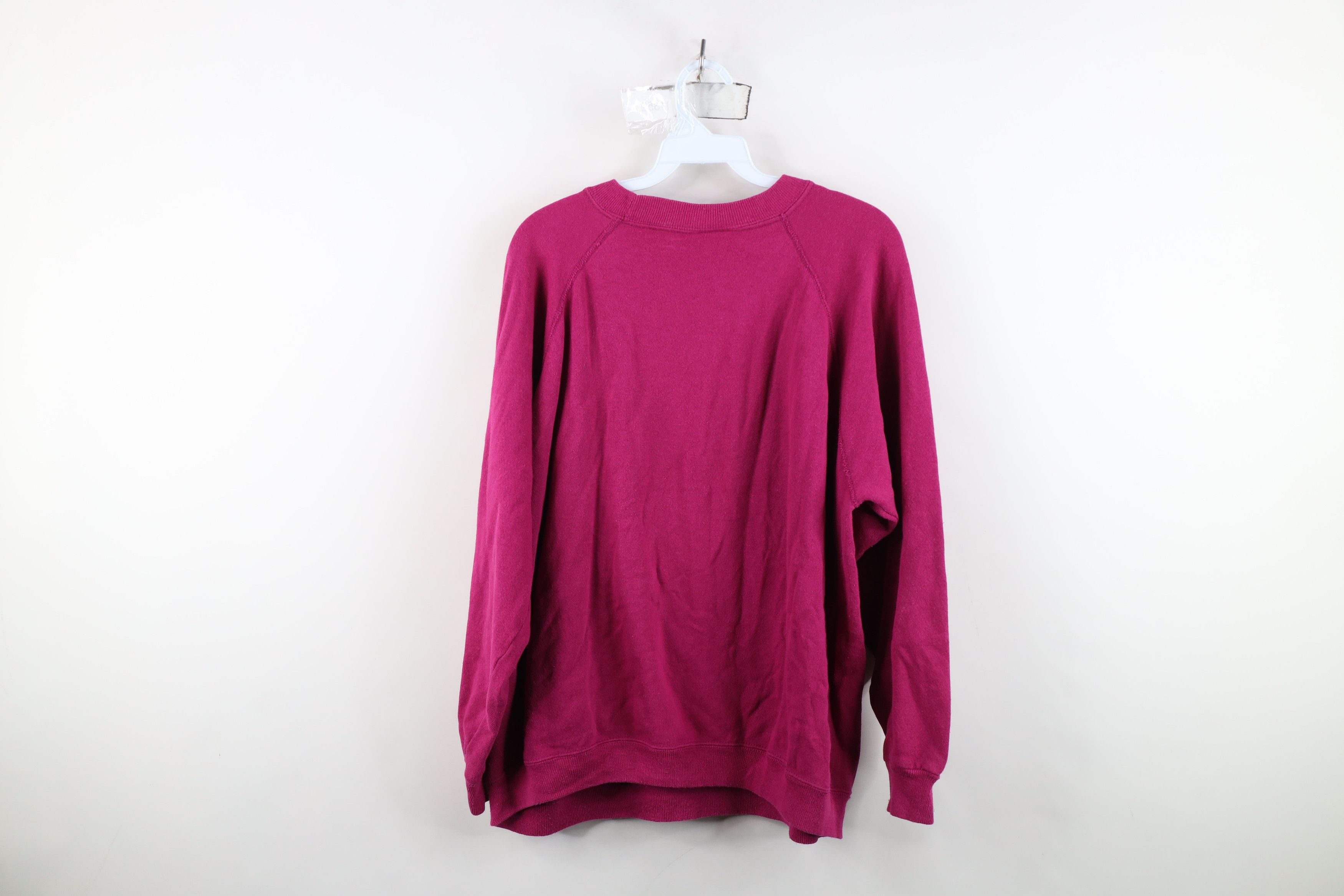 Hanes Vintage 80s 90s Hanes Raglan Crewneck Sweatshirt Magenta USA Size XL / US 12-14 / IT 48-50 - 9 Thumbnail
