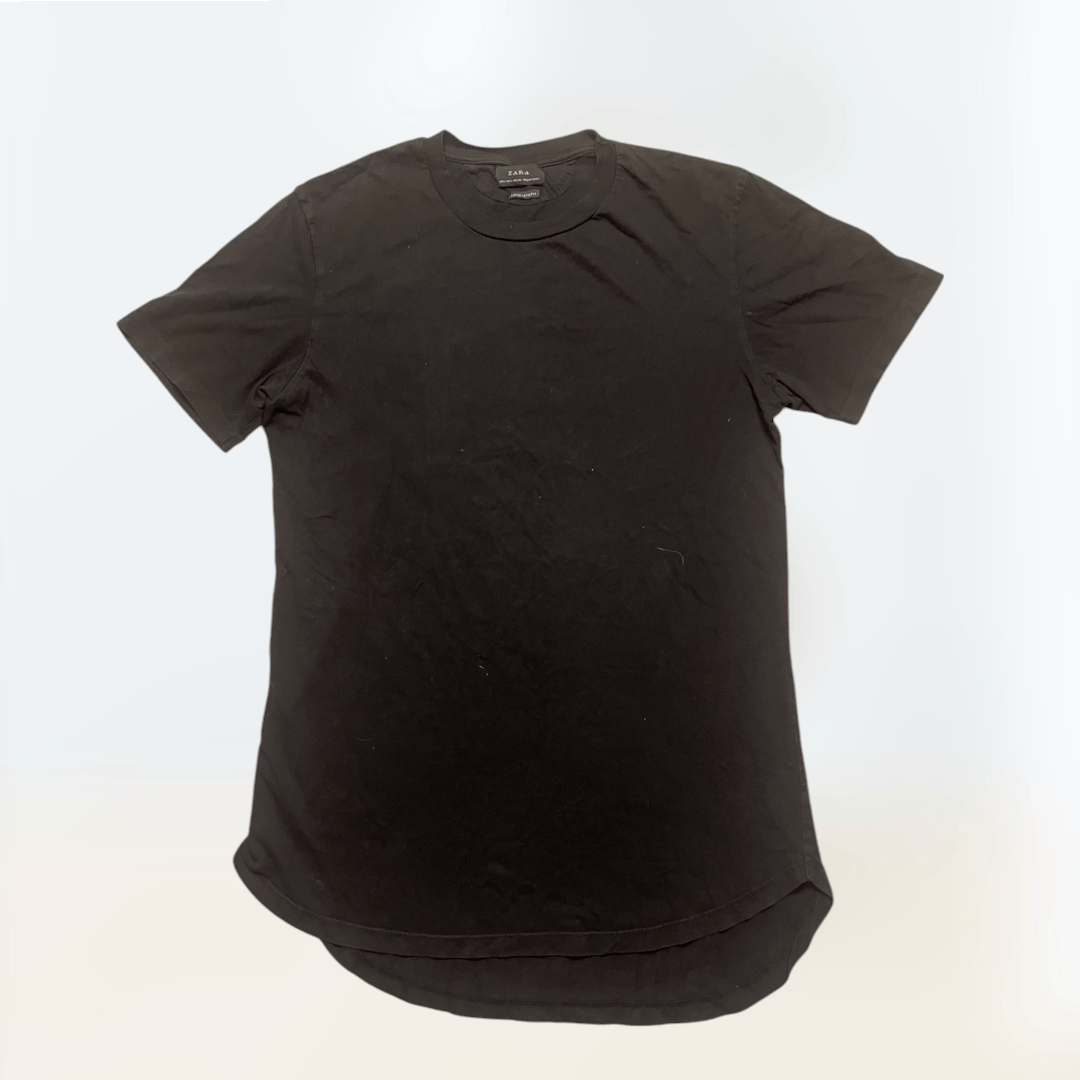 Zara Zara long length black soft basic tee short sleeve size L Size L / US 10 / IT 46 - 1 Thumbnail