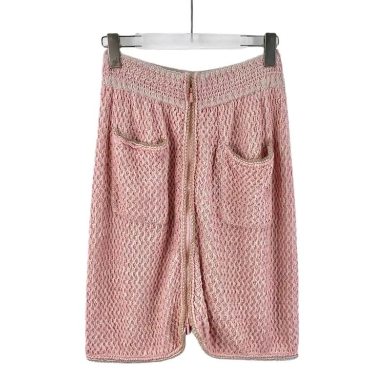 Chanel Chanel Pink Silk Midi Skirt 0089 Size 23" - 1 Thumbnail