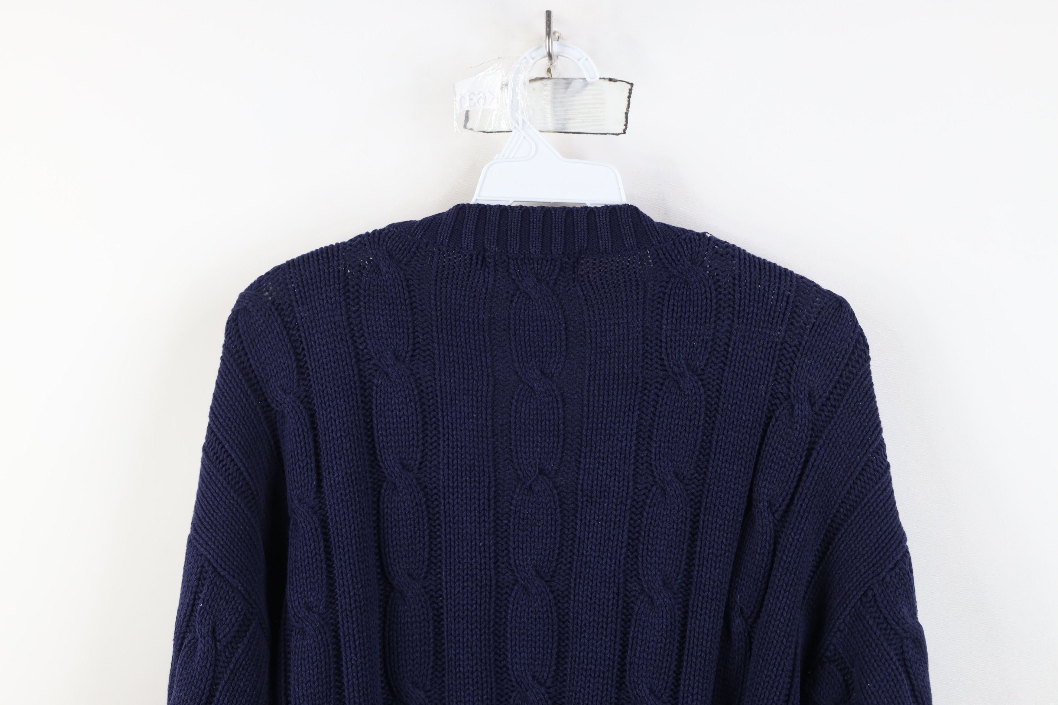 Eddie Bauer Vintage 90s Eddie Bauer Cable Knit Sweater Blue Cotton Size US XL / EU 56 / 4 - 9 Thumbnail