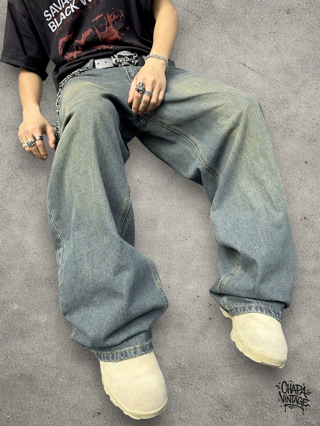 Vintage Washed baggy jeans Size US 34 / EU 50 - 1 Thumbnail