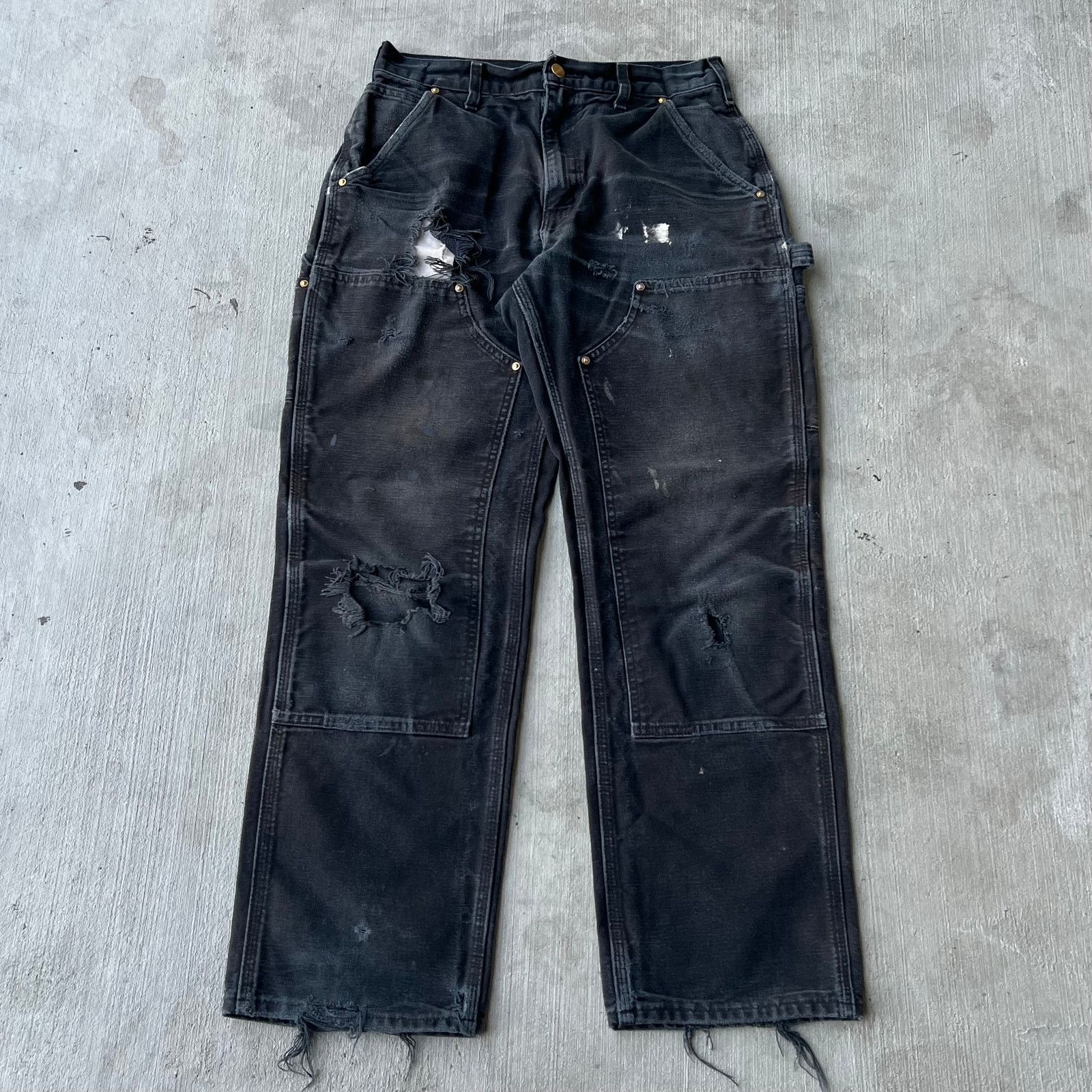 Carhartt × Vintage Carhartt faded black double knee work wear carpenter pants Size US 28 / EU 44 - 1 Thumbnail