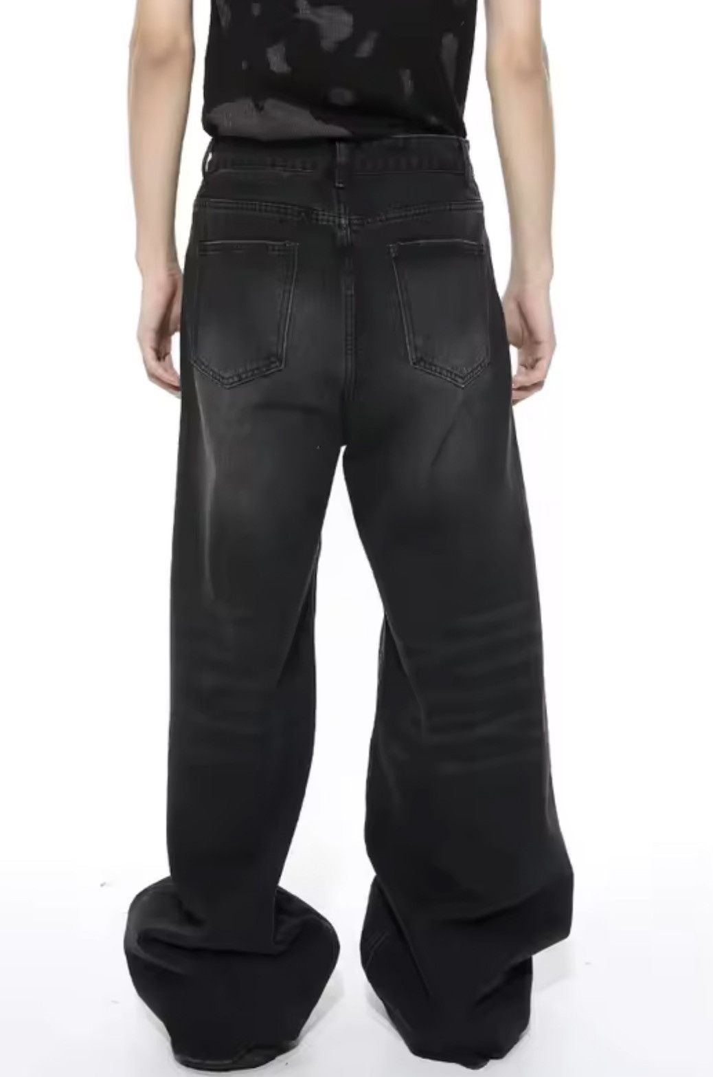 Japanese Brand Kitajima x zai Black Baggy Washed Denim Jeans Size US 31 - 8 Thumbnail