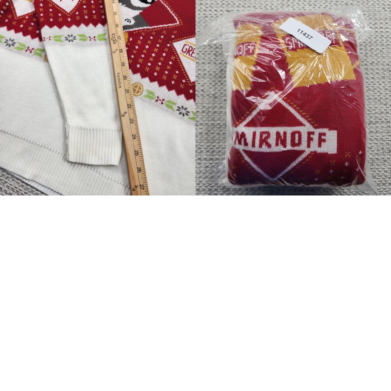 Vintage Smirnoff Sweater Mens M Red Ugly Christmas Mule-Tide Greetings Graphic Print Knit Pullover Crew Neck Holiday Party/Cocktail Seasonal Mens Size US M / EU 48-50 / 2 - 9 Thumbnail