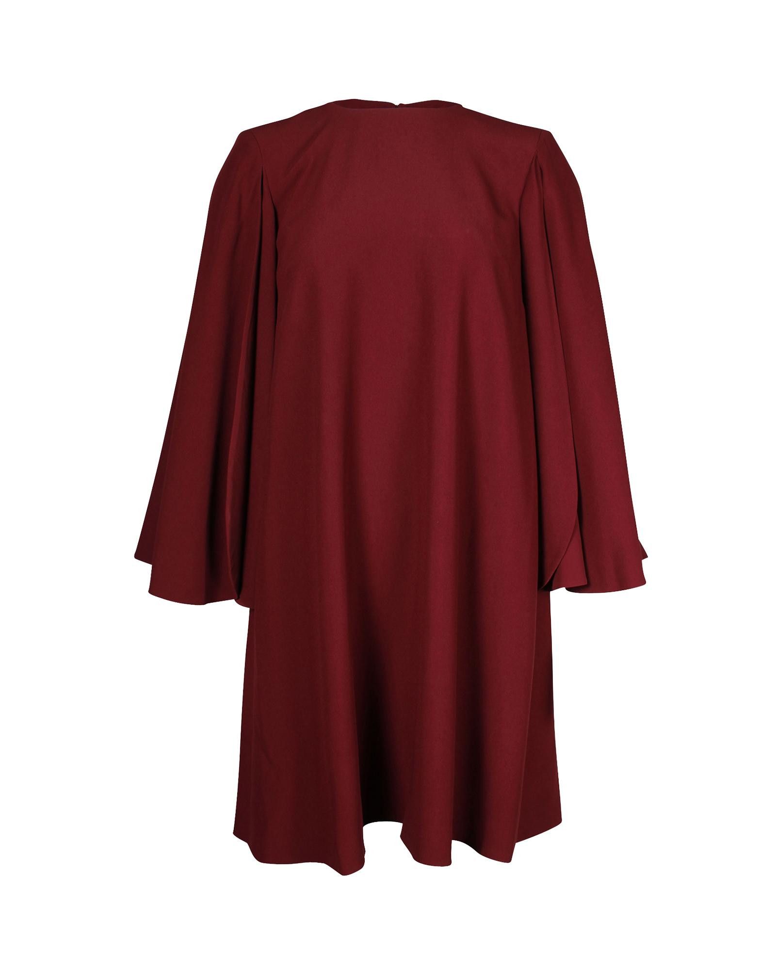 image of Alexander Mcqueen Cape Dress In Burgundy Viscose, Women's (Size Small)