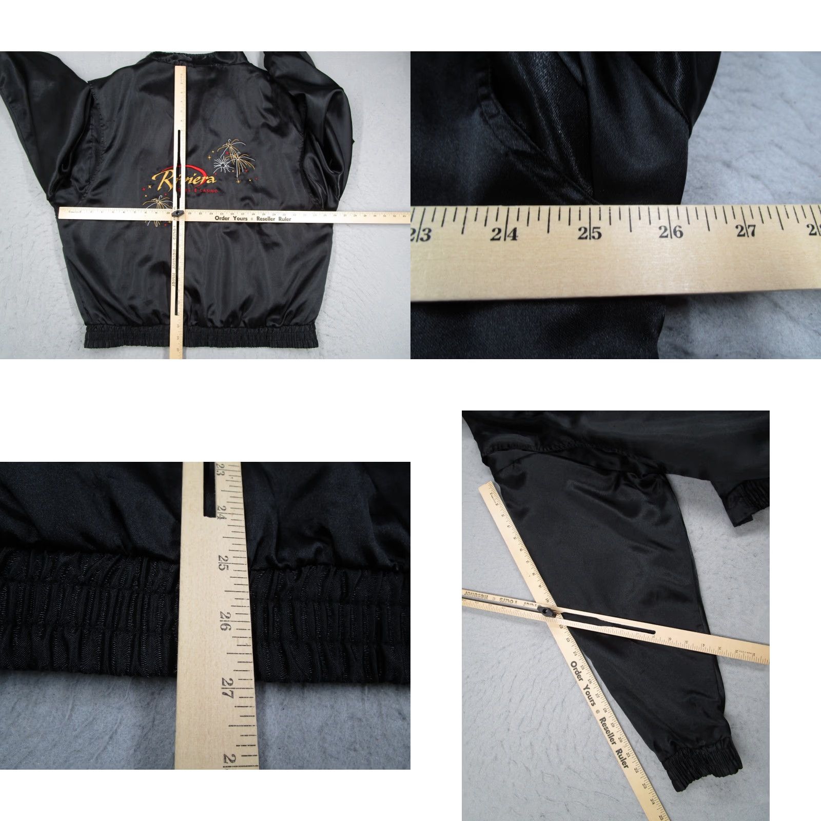 Rivieras VINTAGE Riviera Hotel & Casino Jacket Mens XL Black Satin Full Zip Embroidered Logo 80s 90s Las Vegas Bomber Jacket Size US XL / EU 56 / 4 - 8 Thumbnail