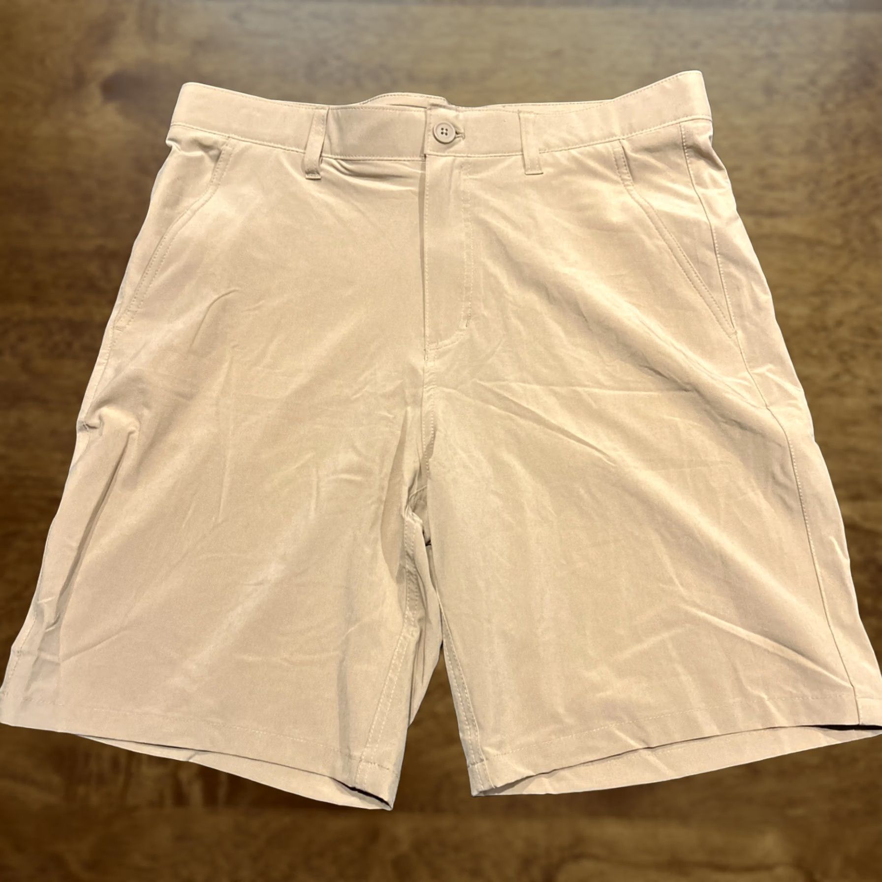 Vintage Rorie Whelan Men’s Golf Shorts 34 Waist Polyester Blend Beige Flat Front 9 Inseam Chino Lightweight Casual Golf Mens Size US 34 / EU 50 - 1 Thumbnail