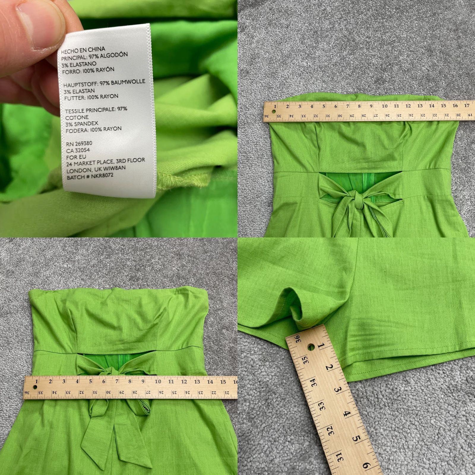 Urban Outfitters Urban Outfitters Romper Womens Medium Apple Green Strapless Tube Waist Hole Bow Size 32" / US 10 / IT 46 - 8 Thumbnail