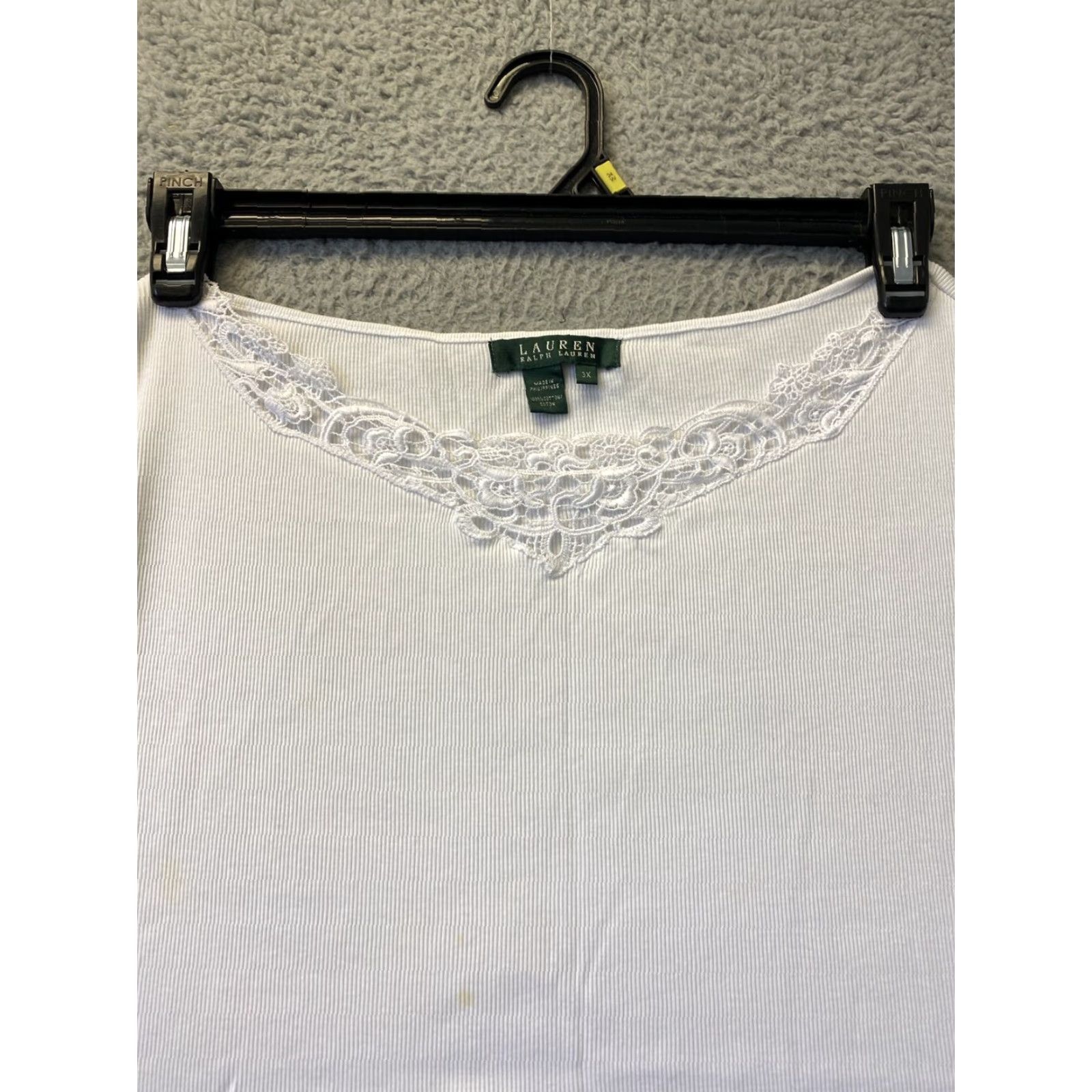 Ralph Lauren LAUREN RALPH LAUREN Women's Blouse 3XL White Collared Top - Metal Theme Size XXL / US 16-18 / IT 52-54 - 3 Thumbnail