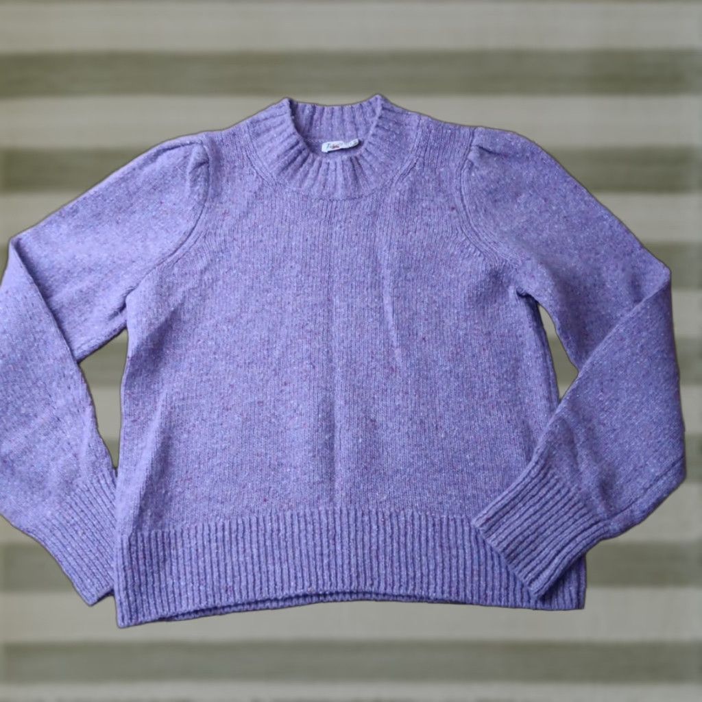 Faherty Sweater Wool Knit Pullover Purple M Womens Medium