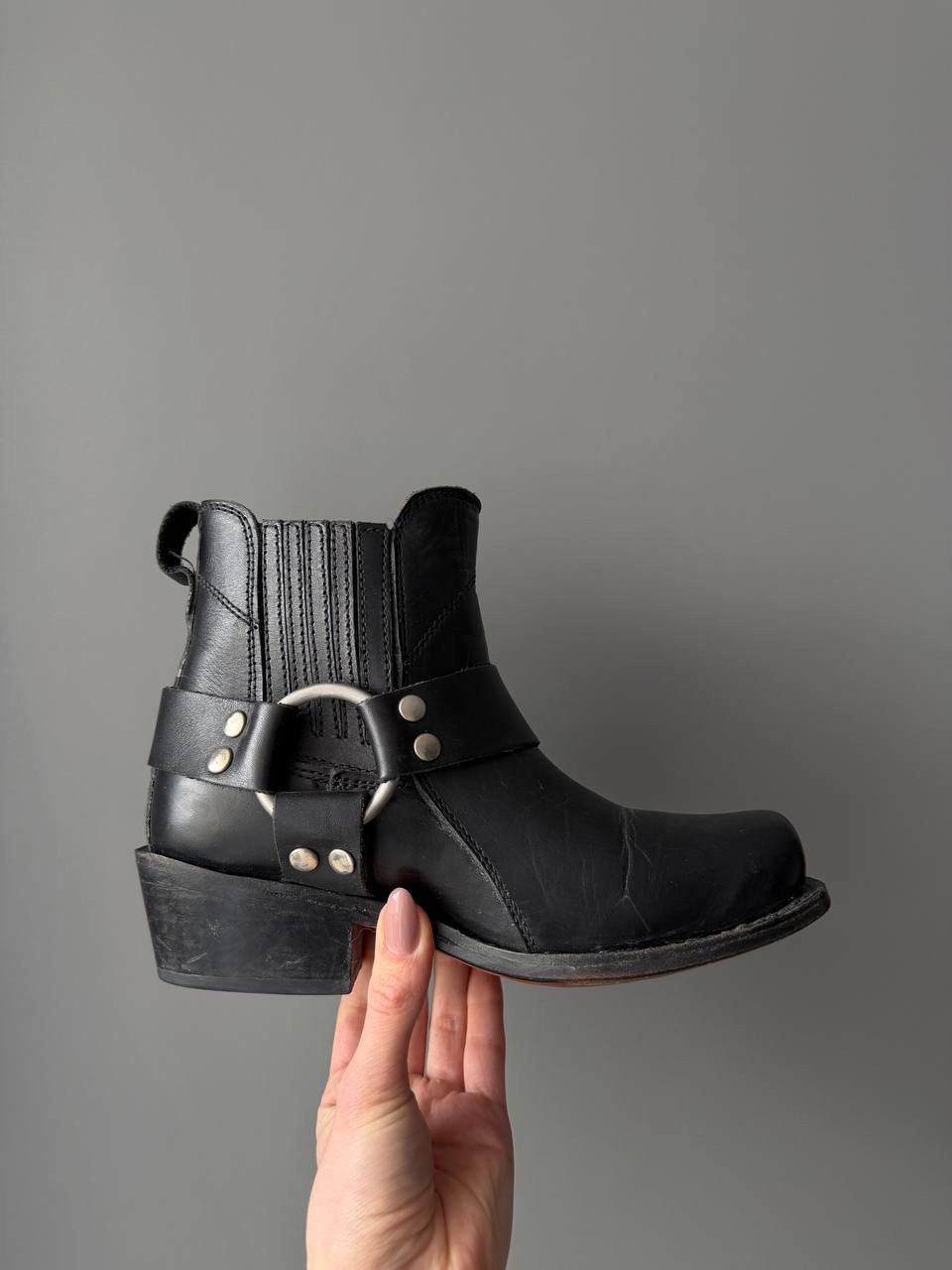 Vintage Vintage Square Toe Biker Leather Boots Size US 6 / IT 36 - 3 Thumbnail