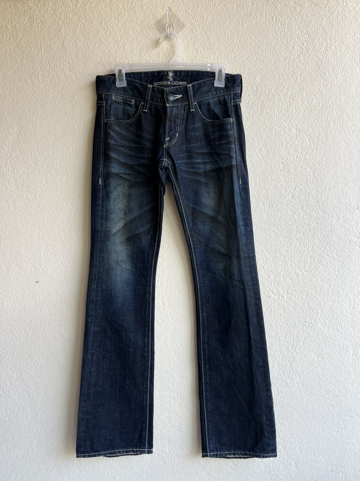 If Six Was Nine × Le Grande Bleu (L.G.B.) × Murder License Clawmark Waxed Denim Murder License Flare Jeans Size US 29 - 2 Thumbnail