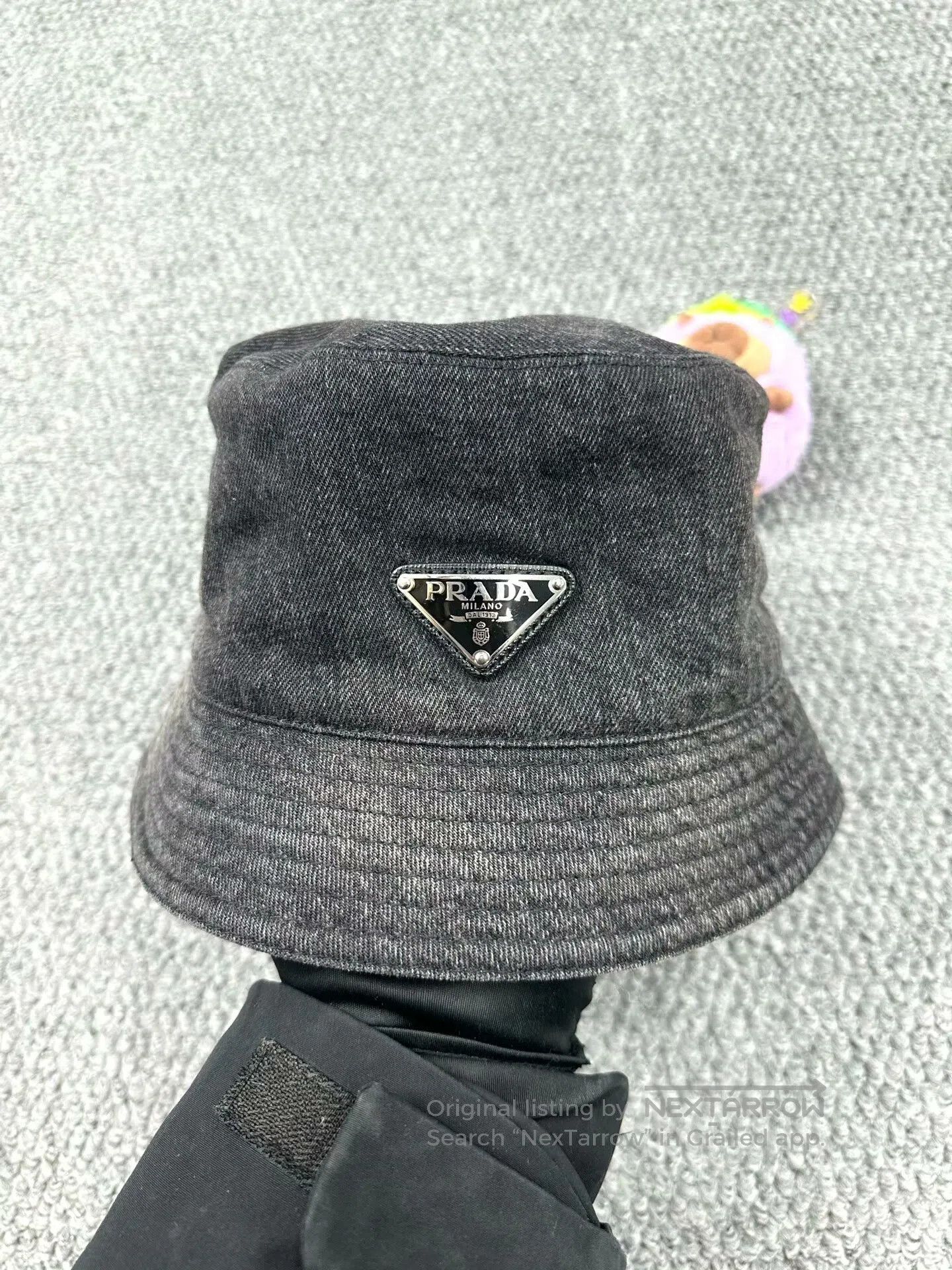 Prada Prada size M Black Distressed Denim Logo Fisherman Hat| Size ONE SIZE - 3 Thumbnail