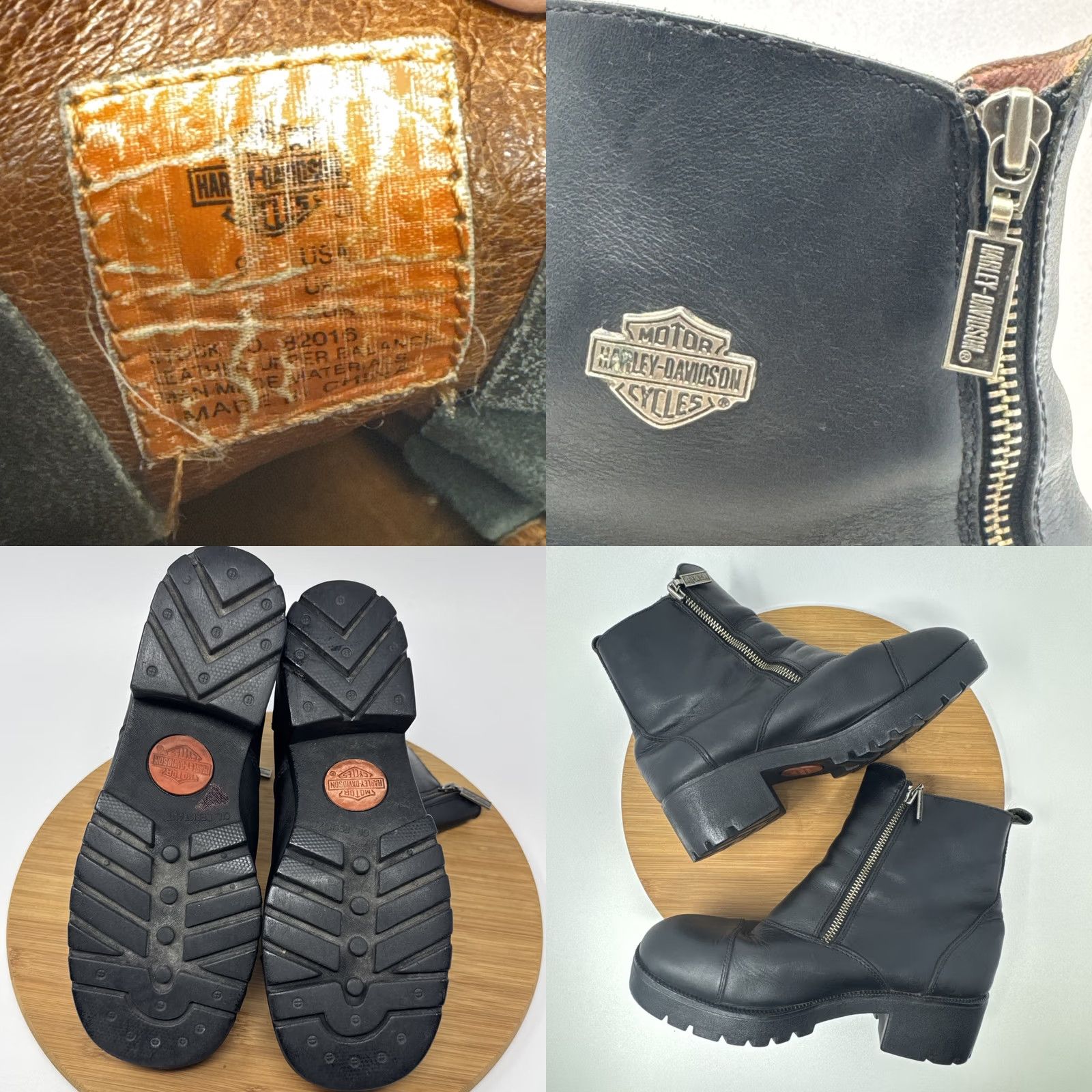 Harley Davidson Harley-Davidson Boots Womens Black Leather Side Zip Biker Ankle 9 Size US 9 / IT 39 - 9 Thumbnail