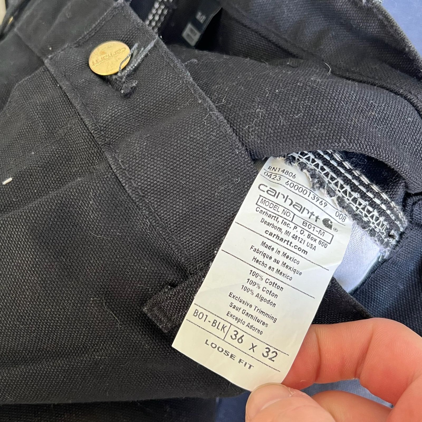 Carhartt × Vintage Carhartt faded black double knee work wear carpenter pants Size US 35 - 7 Thumbnail