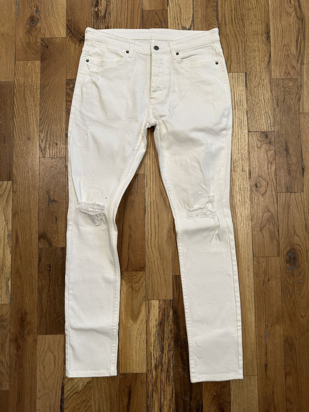 Ksubi Ksubi Knee Rip Plain White Denim Jeans Size 33 Size US 33 - 1 Thumbnail
