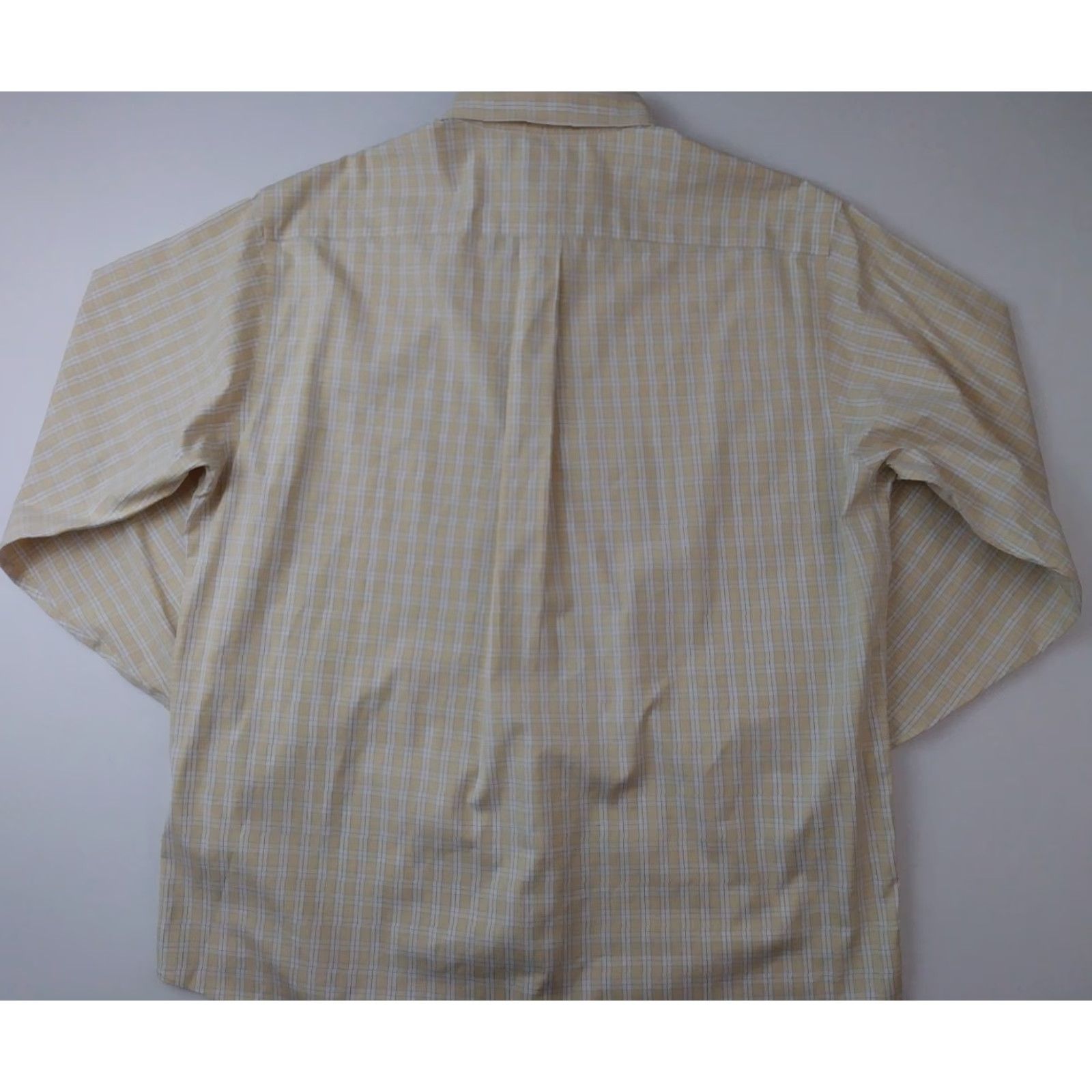 Brooks Brothers Brooks Brothers Dress Shirt Men L Traditional Non Iron Yellow Blue Check Plaid Button-Down Cuff Regular 100% Cotton Size 42R - 4 Thumbnail