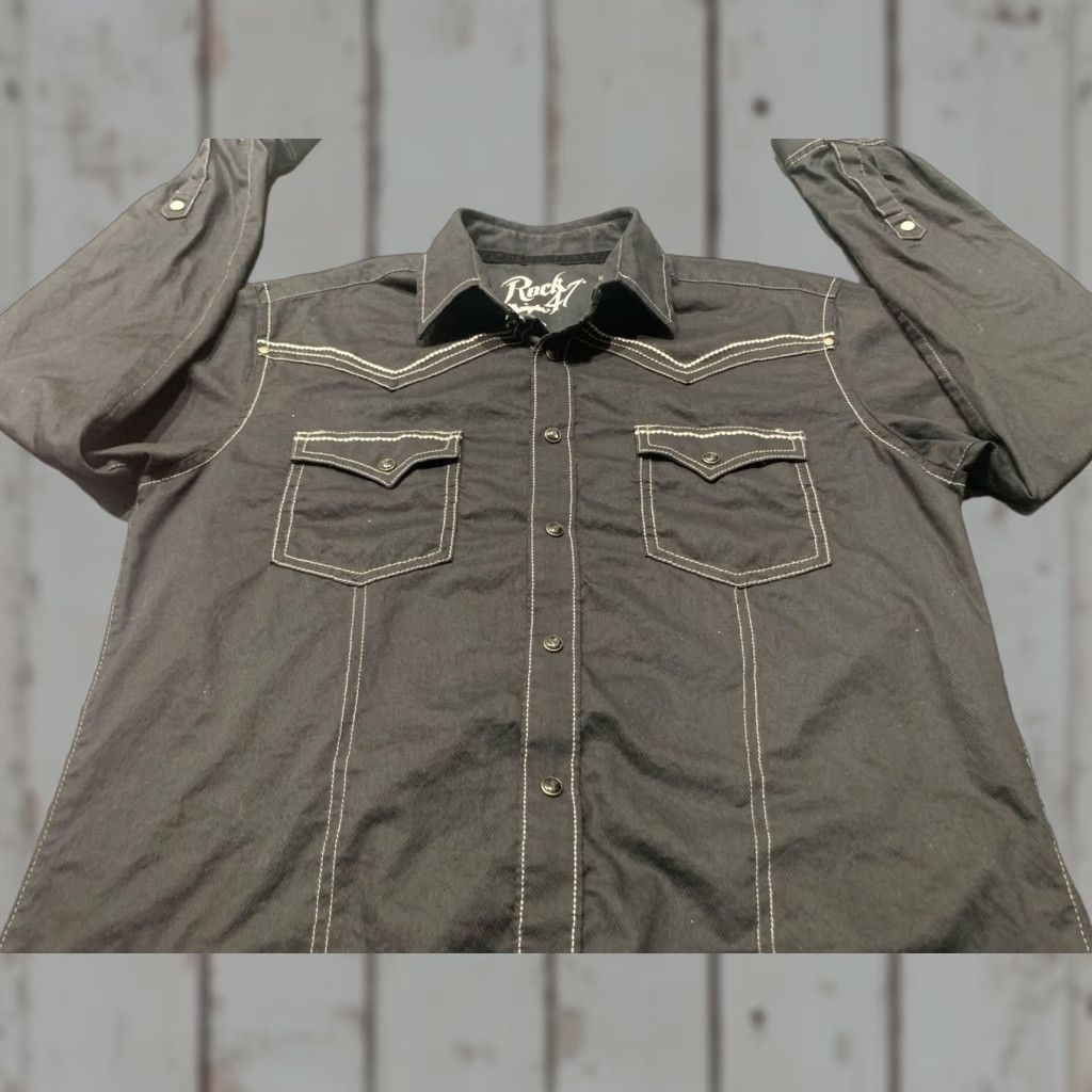 Wrangler Wrangler Men’s Western Cowboy Shirt Sz M Black Cotton Long Sleeve Snap Button-Up Casual Size US M / EU 48-50 / 2 - 1 Thumbnail