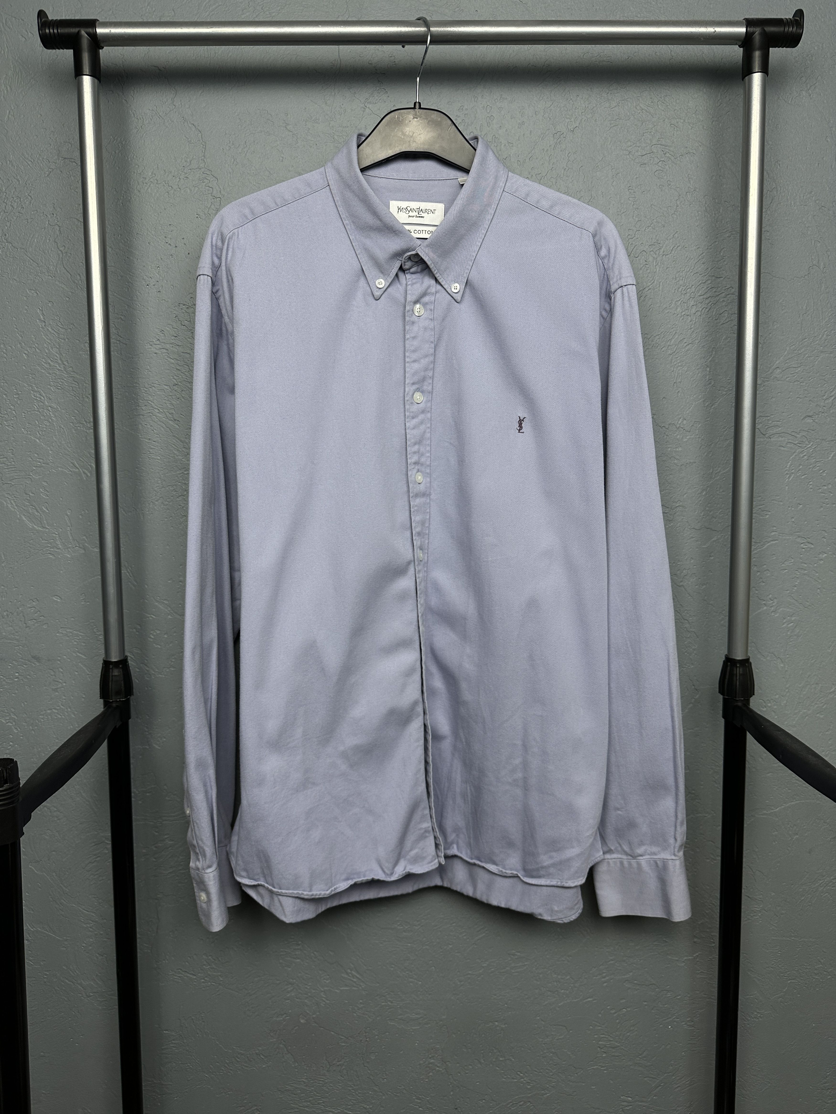 Yves Saint Laurent Yves Saint Laurent YSL Mens Heavy Cotton Long Sleeve Shirt Size US XL / EU 56 / 4 - 1 Thumbnail