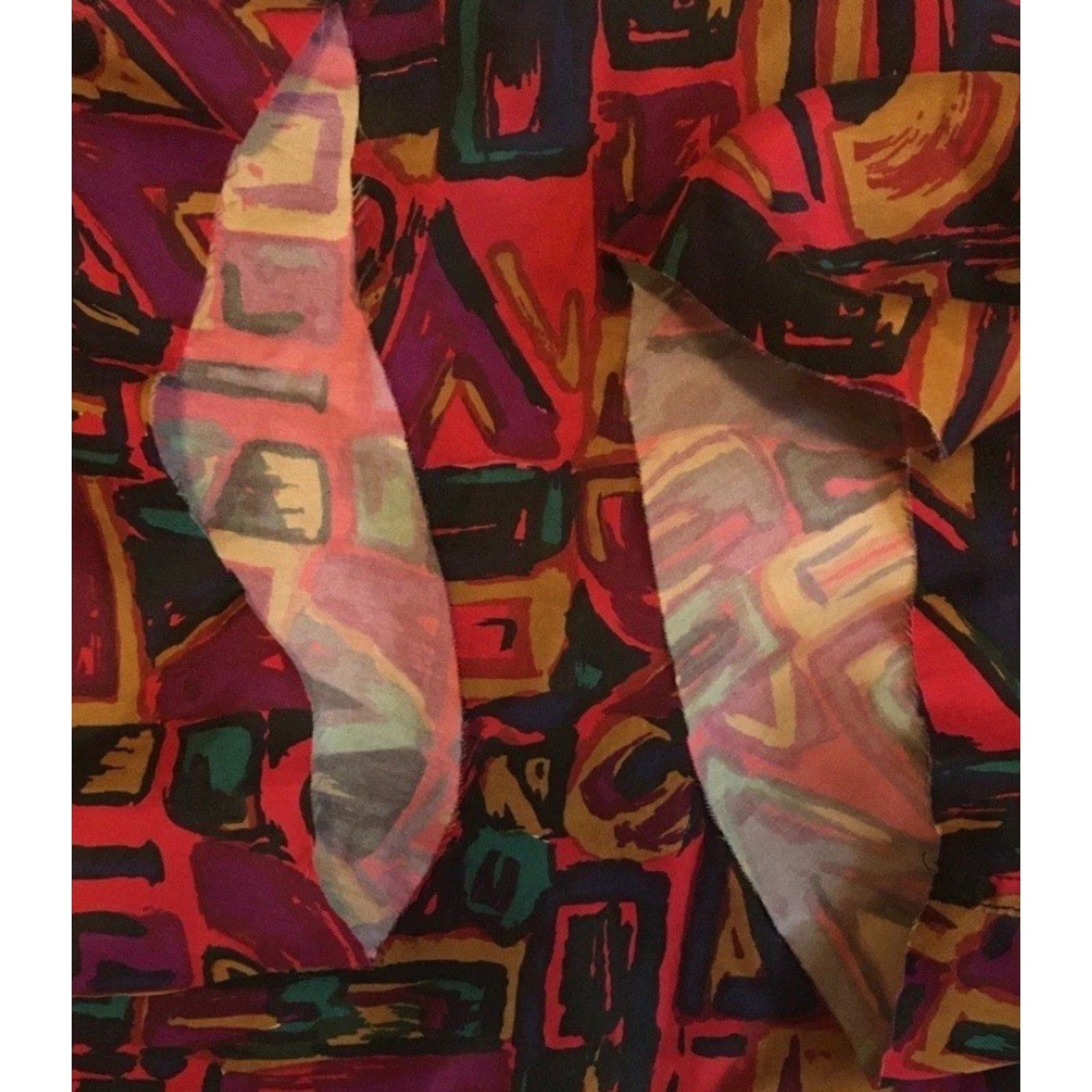 Vintage Vtg 90s Abstract Art AOP Button Up Shirt M Grunge Vaporwave Surf Skate Aztec OP Shirt Mens Red Silk Short Sleeve Size US M / EU 48-50 / 2 - 2 Thumbnail