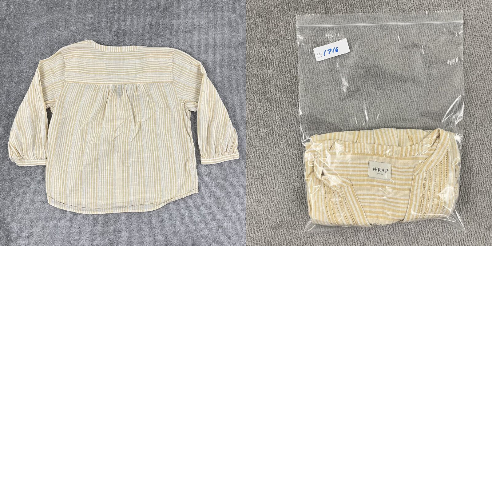 Vintage Wrap London Blouse Top Womens UK 14 / US 10 Yellow White Striped Beachy Minimal 3/4 Sleeve Casual Shirt Womens Regular Size Yellow Size L / US 10 / IT 46 - 8 Thumbnail