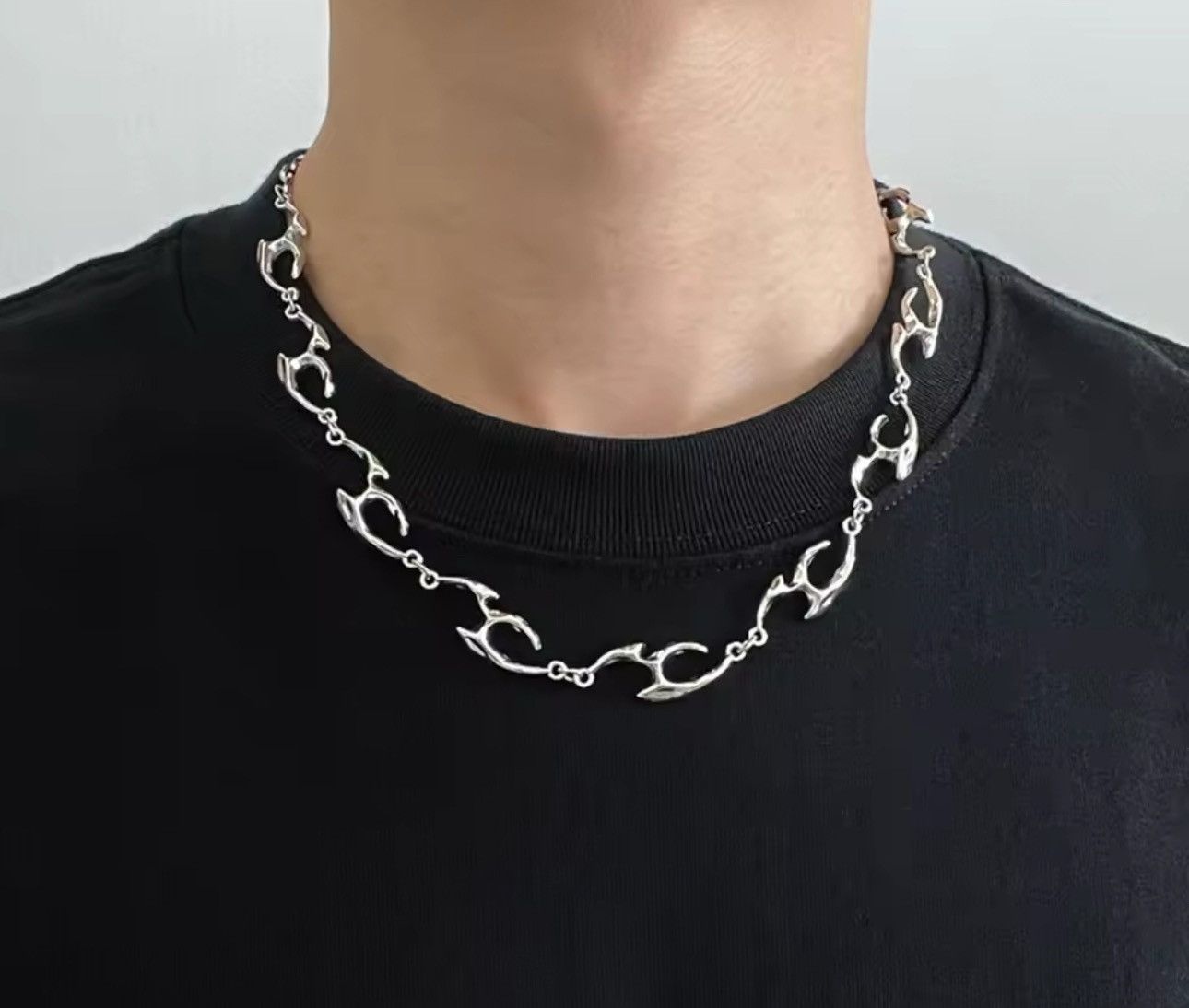 Other Gothic Punk Spike Pearl Necklace Chain Size ONE SIZE - 2 Thumbnail