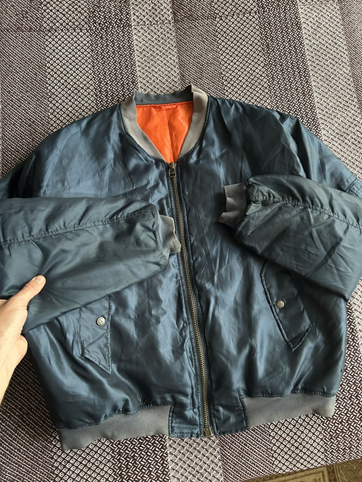Vintage Vintage Thrashed Bomber Jacket MA Thrashed Streetwear Sz XL Size US XL / EU 56 / 4 - 8 Thumbnail