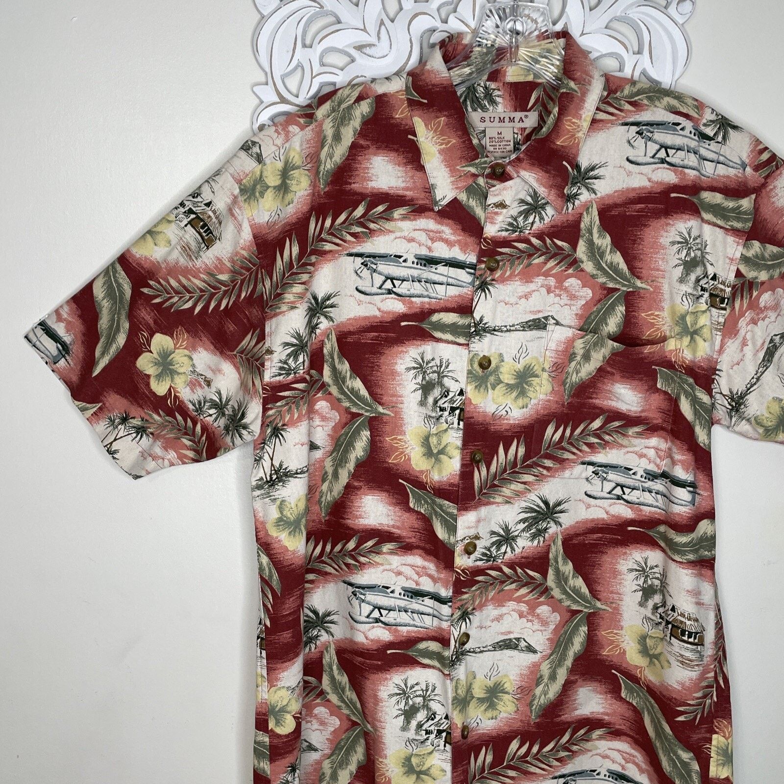 Other SUMMA Men's M Button Up Hawaiian Shirt Silk Cotton Blend Size US M / EU 48-50 / 2 - 3 Thumbnail