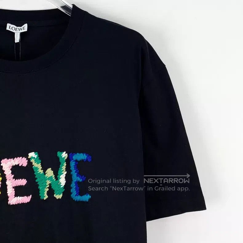 Loewe Loewe Black Logo Letter Embroidered Cotton Crew Neck Short Size M / US 6-8 / IT 42-44 - 3 Thumbnail