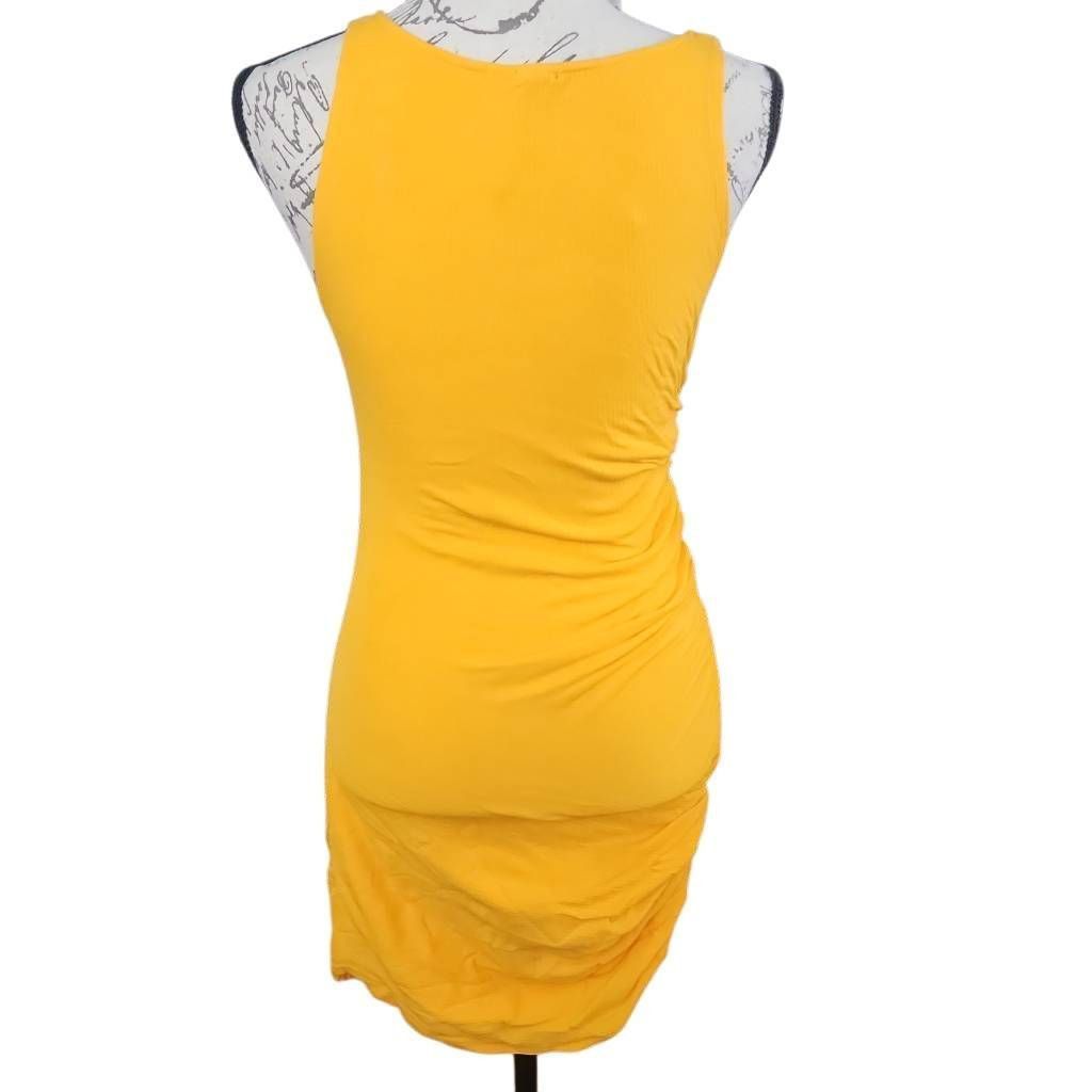 MONROW Monrow Women's Size Small Vivid Yellow Ruched Side Ribbed Bo Size S / US 4 / IT 40 - 2 Thumbnail