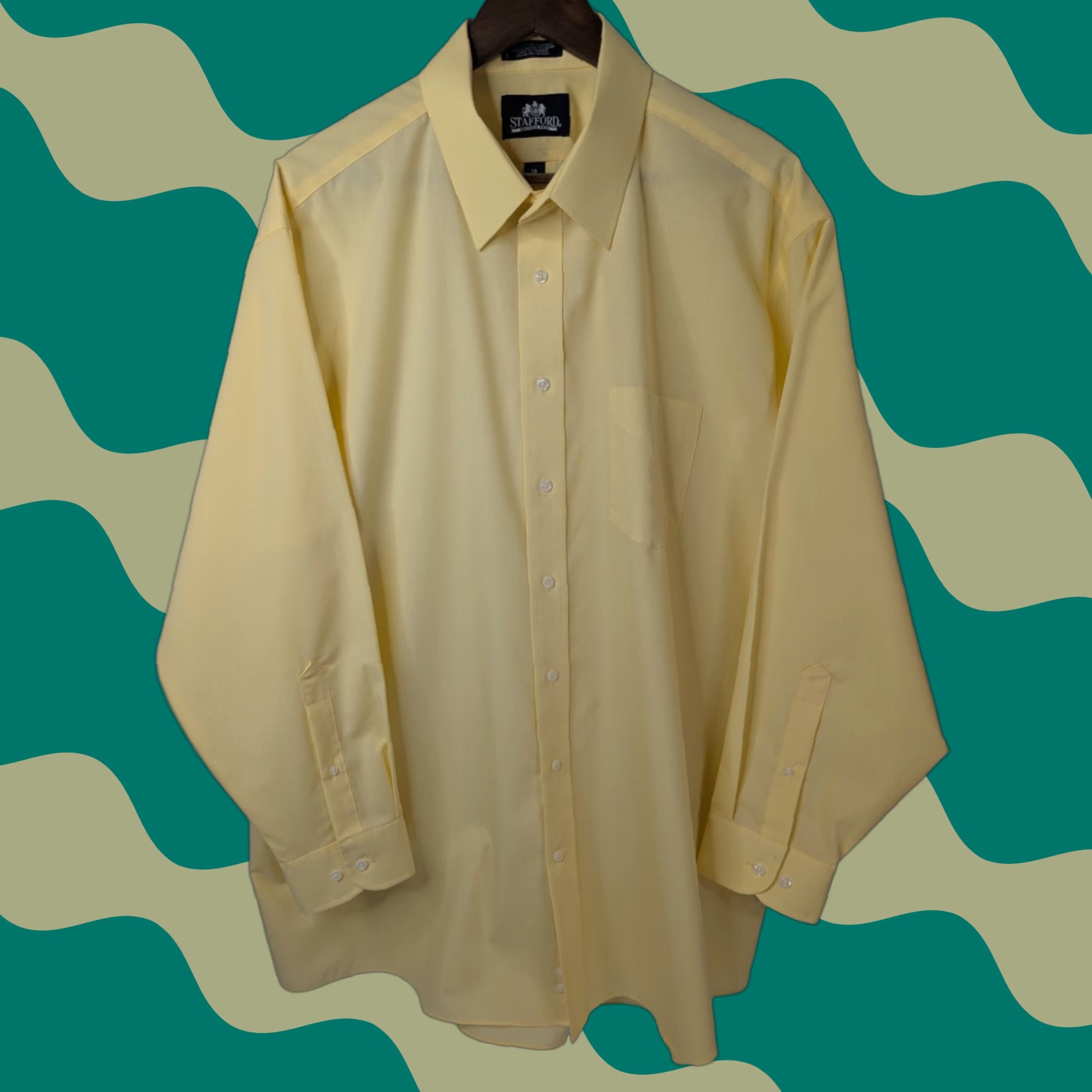 Stafford Stafford Yellow Button-Up Shirt Mens 18 34-35 Long Sleeve Wrinkle Free Casual Everyday Shirt Size US XXL / EU 58 / 5 - 1 Thumbnail