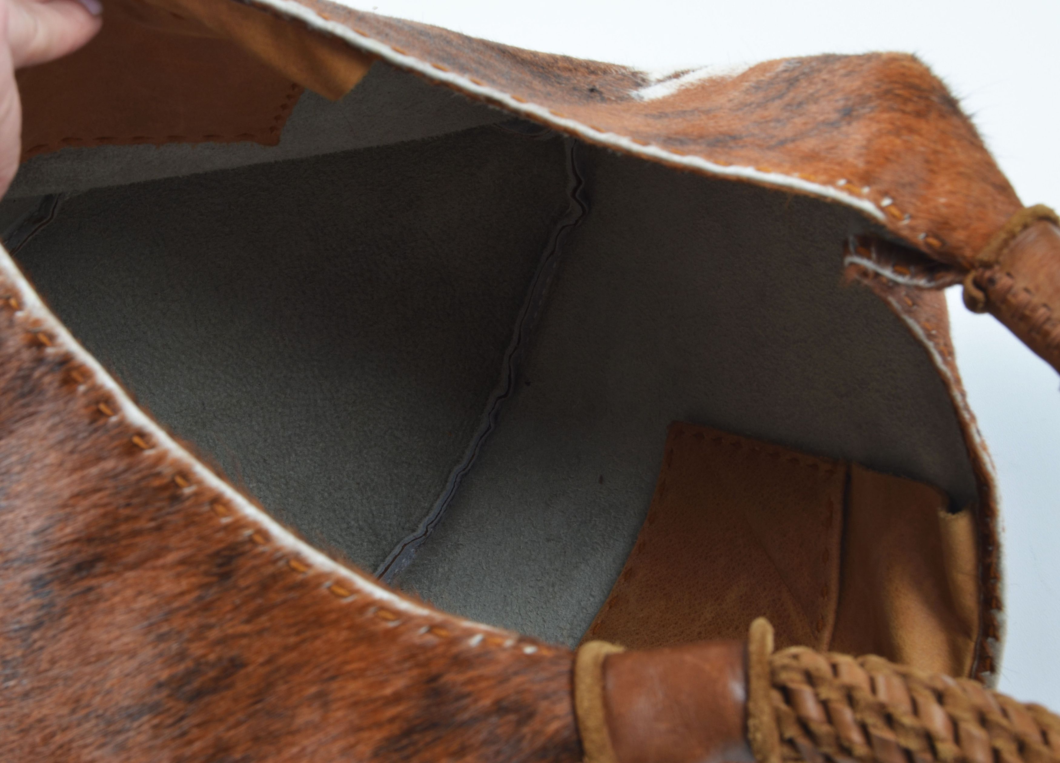 Vintage Vintage Guate Cowhide Hair On Hide Leather Western Hobo Bag Size ONE SIZE - 9 Thumbnail
