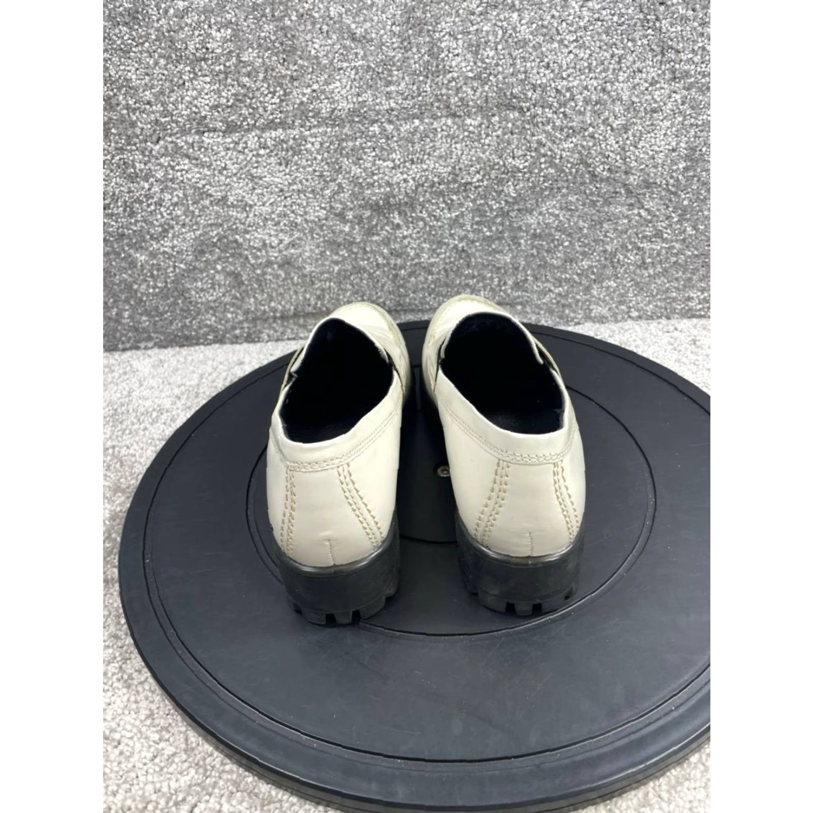 Ecco VINTAGE ECCO Women's Loafer Flats Slip On Size 6-6.5 Beige Leather Casual Platform Size US 6.5 / IT 36.5 - 6 Thumbnail