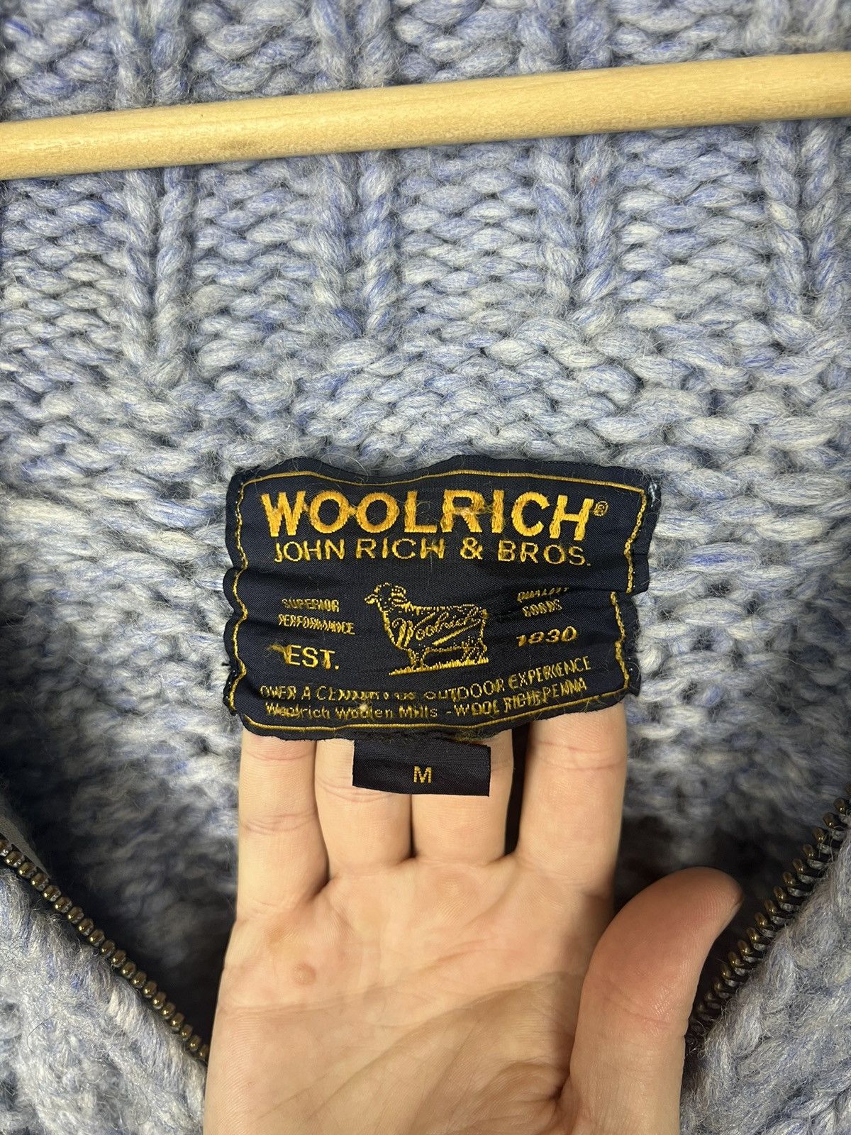 Woolrich Woolen Mills M RARE! Woolrich wool knited zip hoodie / jacket with fur Size M / US 6-8 / IT 42-44 - 6 Thumbnail