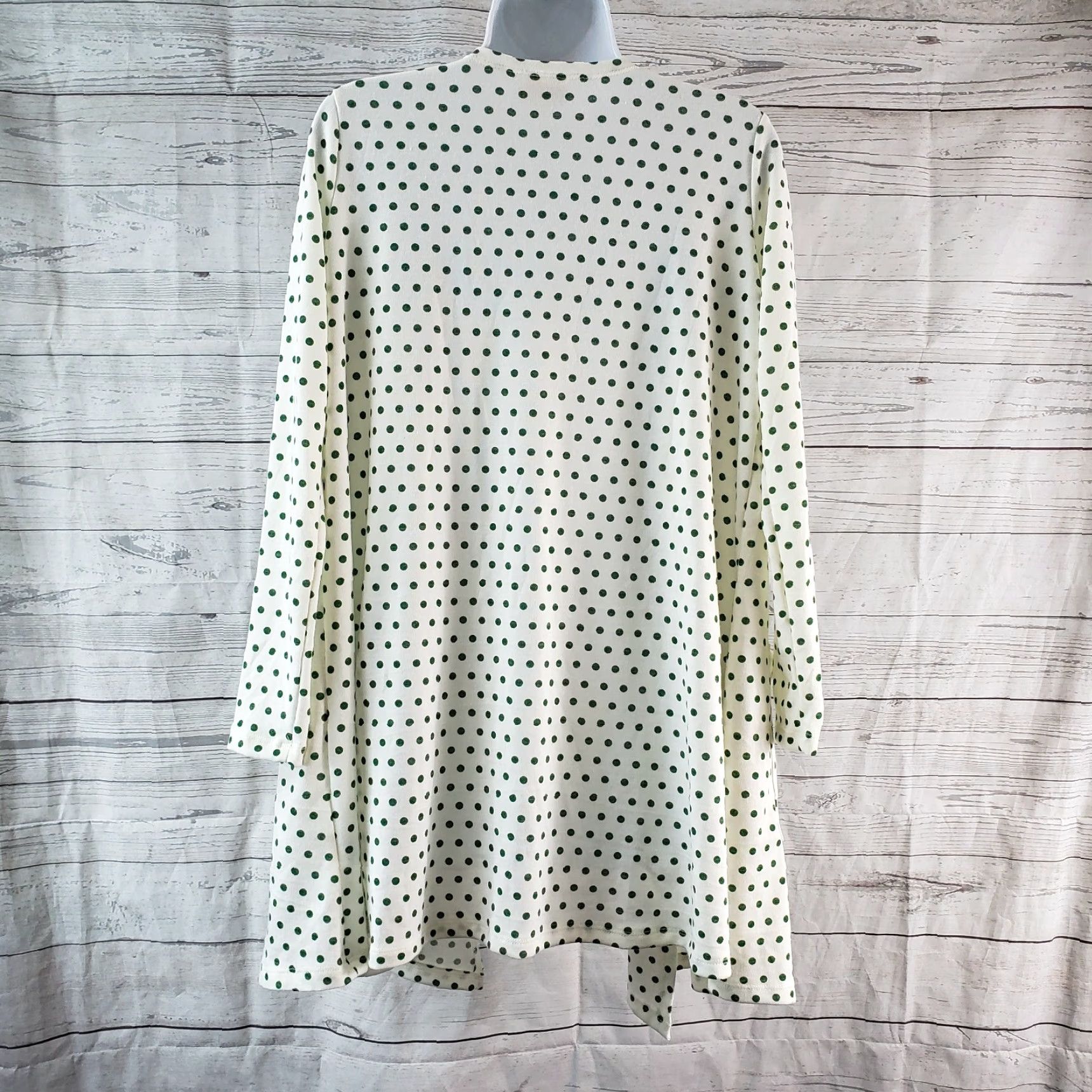 Vintage VINTAGE LuLaRoe Womens Cardigan Sz Small Green White Polka Dot Open Front Pockets Size S / US 4 / IT 40 - 3 Thumbnail