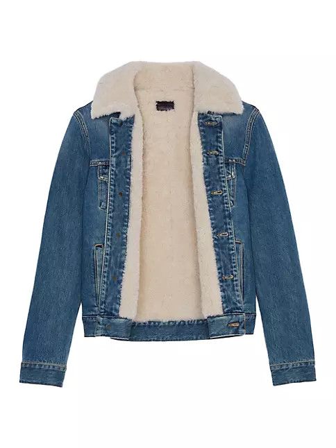 Saint Laurent Paris o1bcso1str0924 Jacket With Shearling in Denim Size US M / EU 48-50 / 2 - 2 Thumbnail