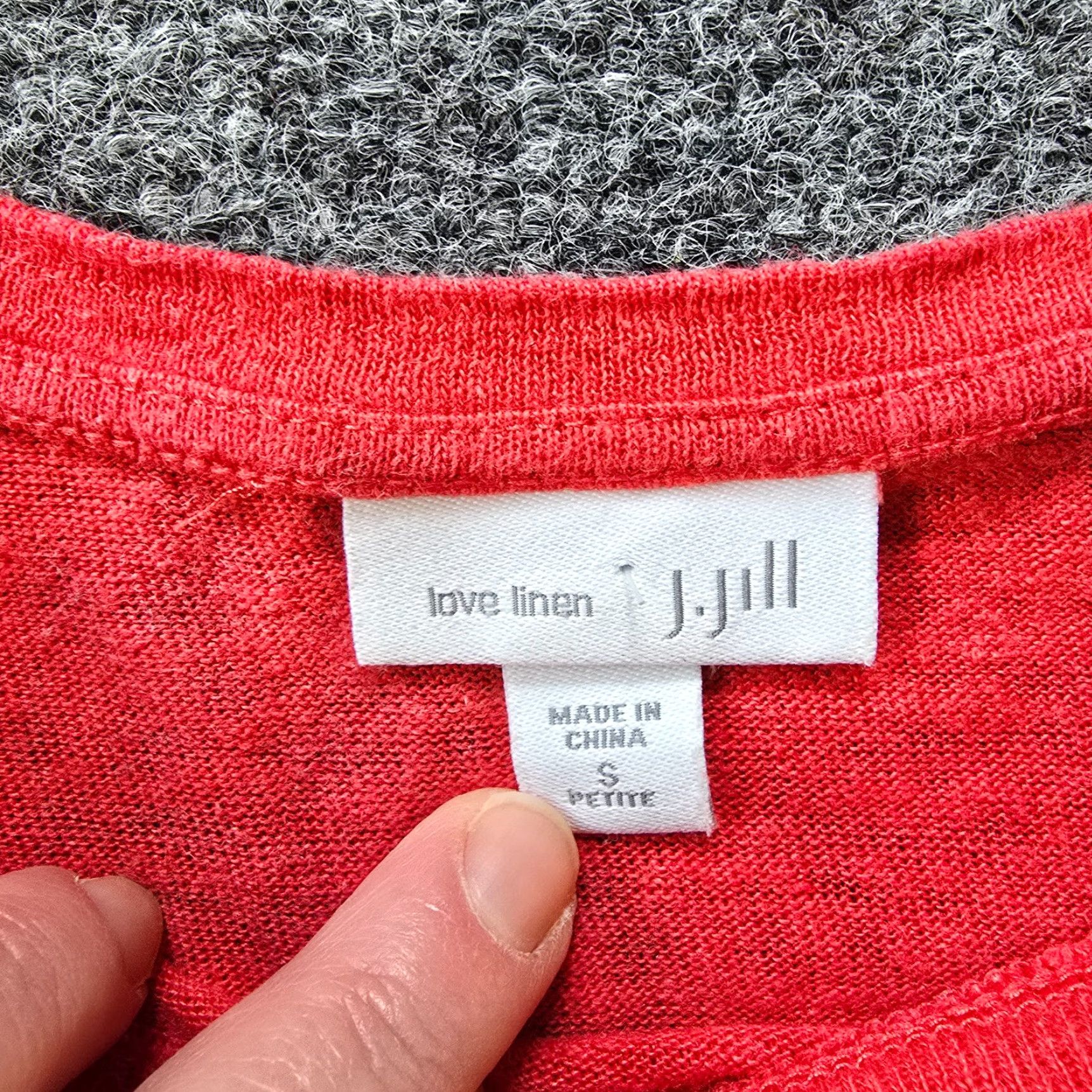 J. Jill J Jill Top Womens Size Small Petite Red Linen Short Sleeve Round Neck Blouse Size S / US 4 / IT 40 - 4 Thumbnail